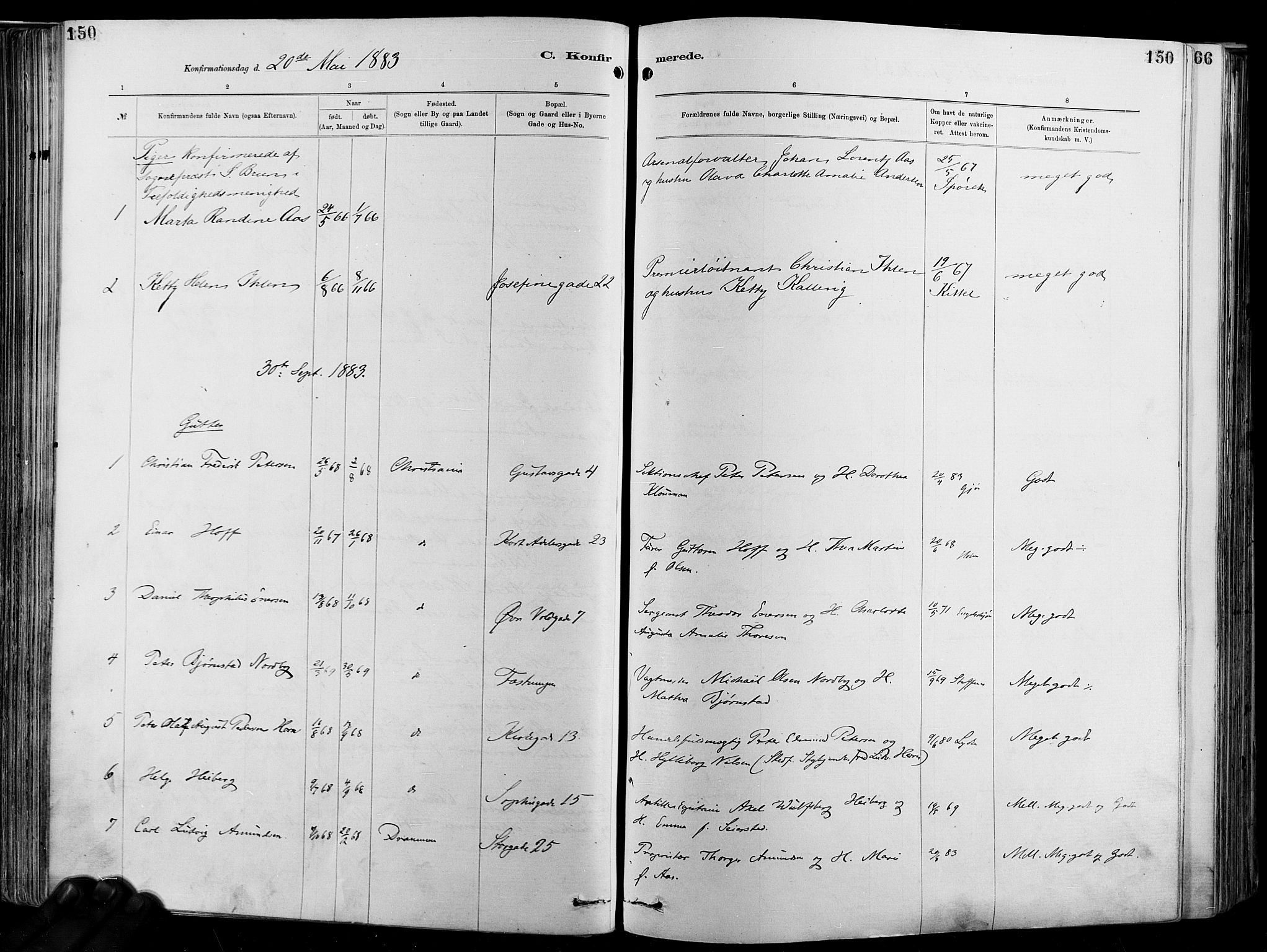 Garnisonsmenigheten Kirkebøker, AV/SAO-A-10846/F/Fa/L0012: Parish register (official) no. 12, 1880-1893, p. 150