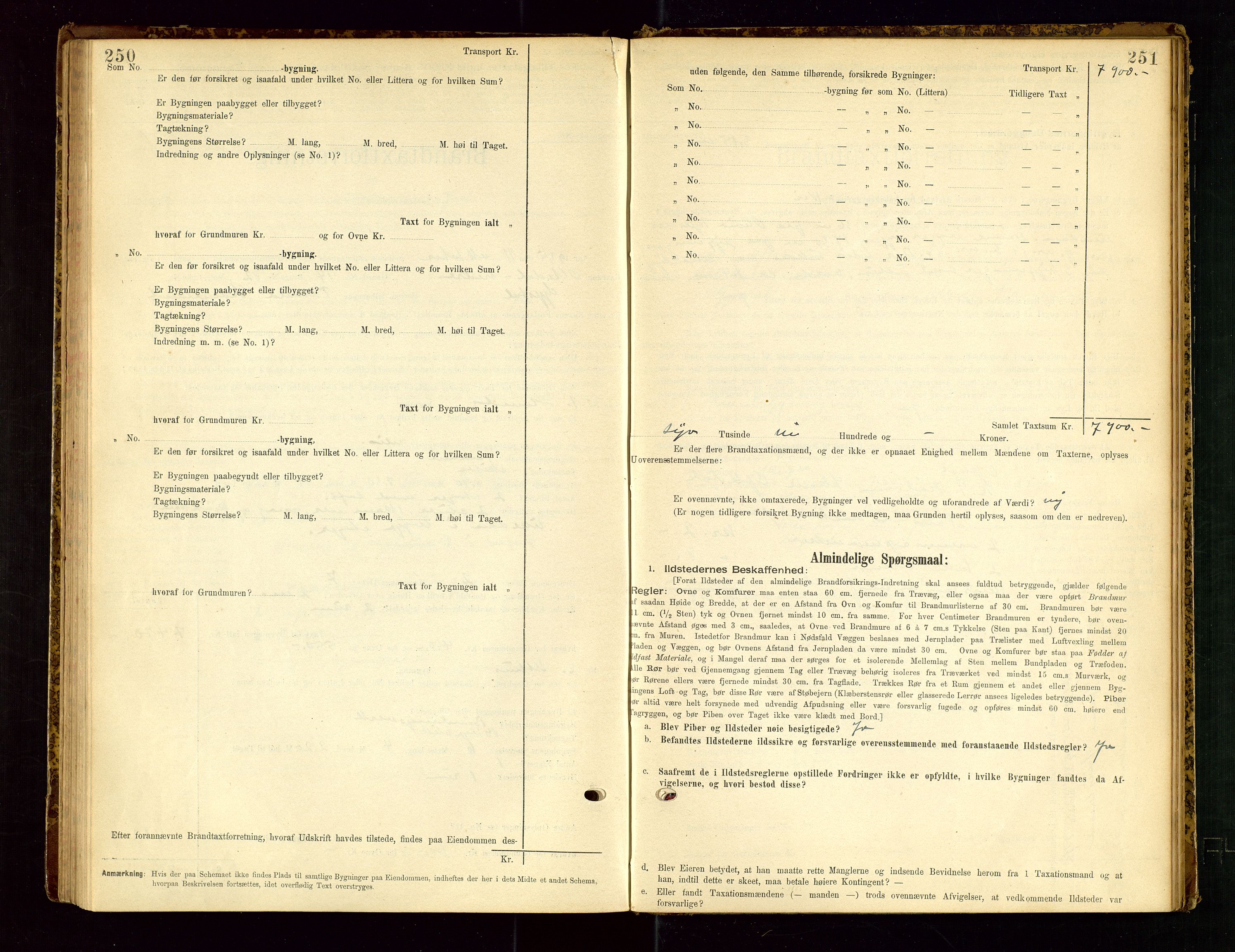 Gjesdal lensmannskontor, SAST/A-100441/Go/L0007: Branntakstskjemaprotokoll, 1894-1937, p. 250-251