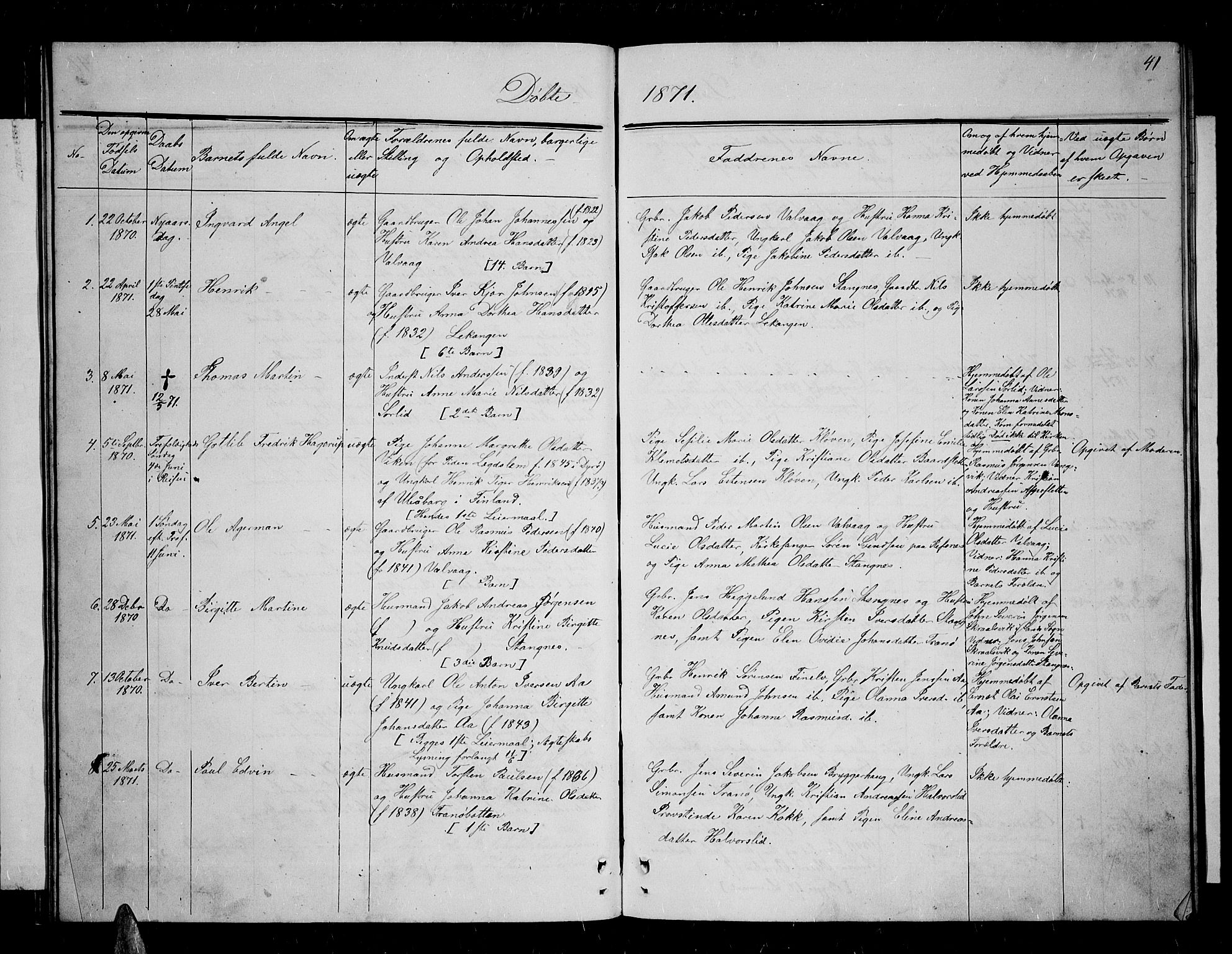 Tranøy sokneprestkontor, AV/SATØ-S-1313/I/Ia/Iab/L0003klokker: Parish register (copy) no. 3, 1861-1887, p. 41