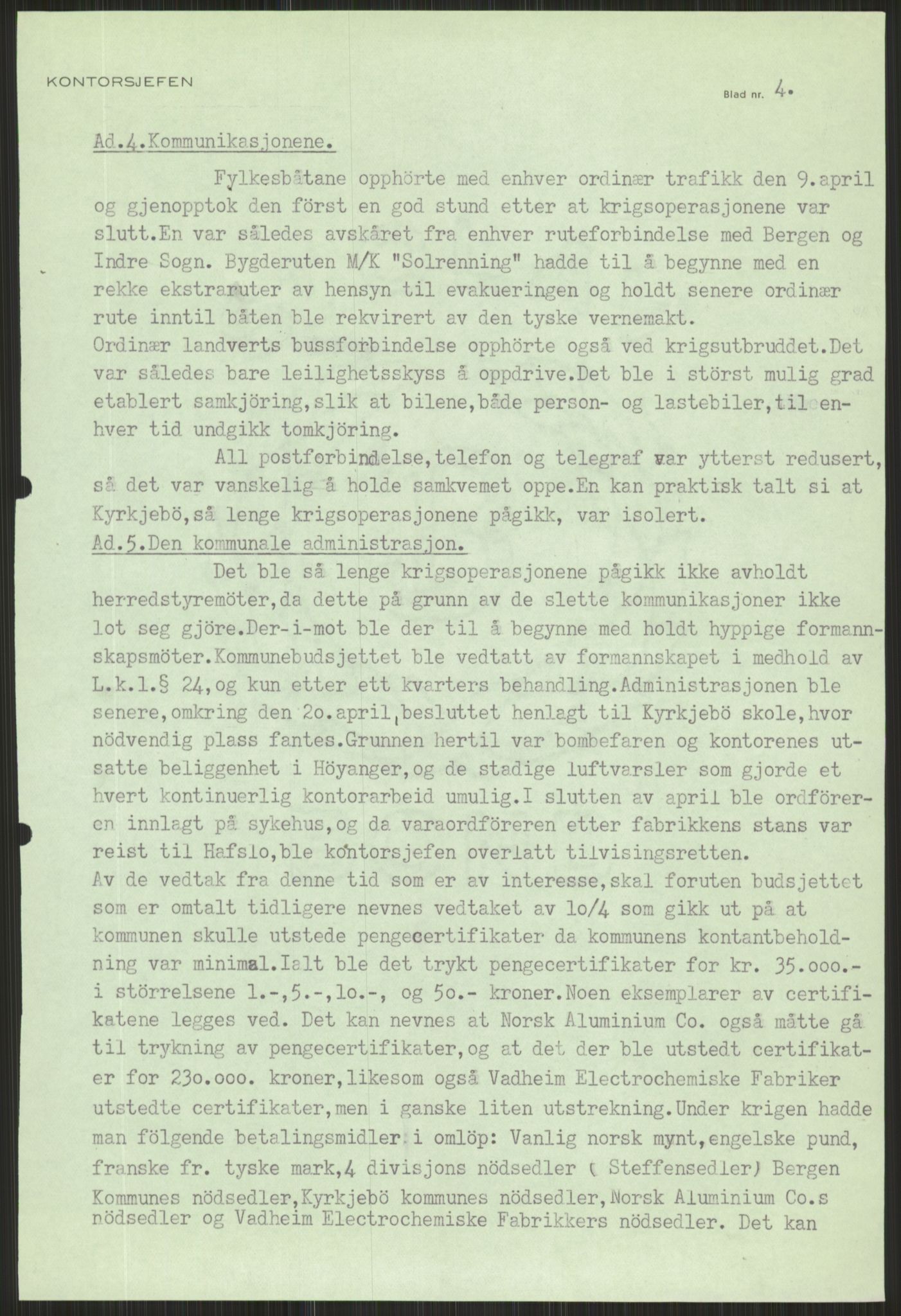 Forsvaret, Forsvarets krigshistoriske avdeling, AV/RA-RAFA-2017/Y/Ya/L0015: II-C-11-31 - Fylkesmenn.  Rapporter om krigsbegivenhetene 1940., 1940, p. 544