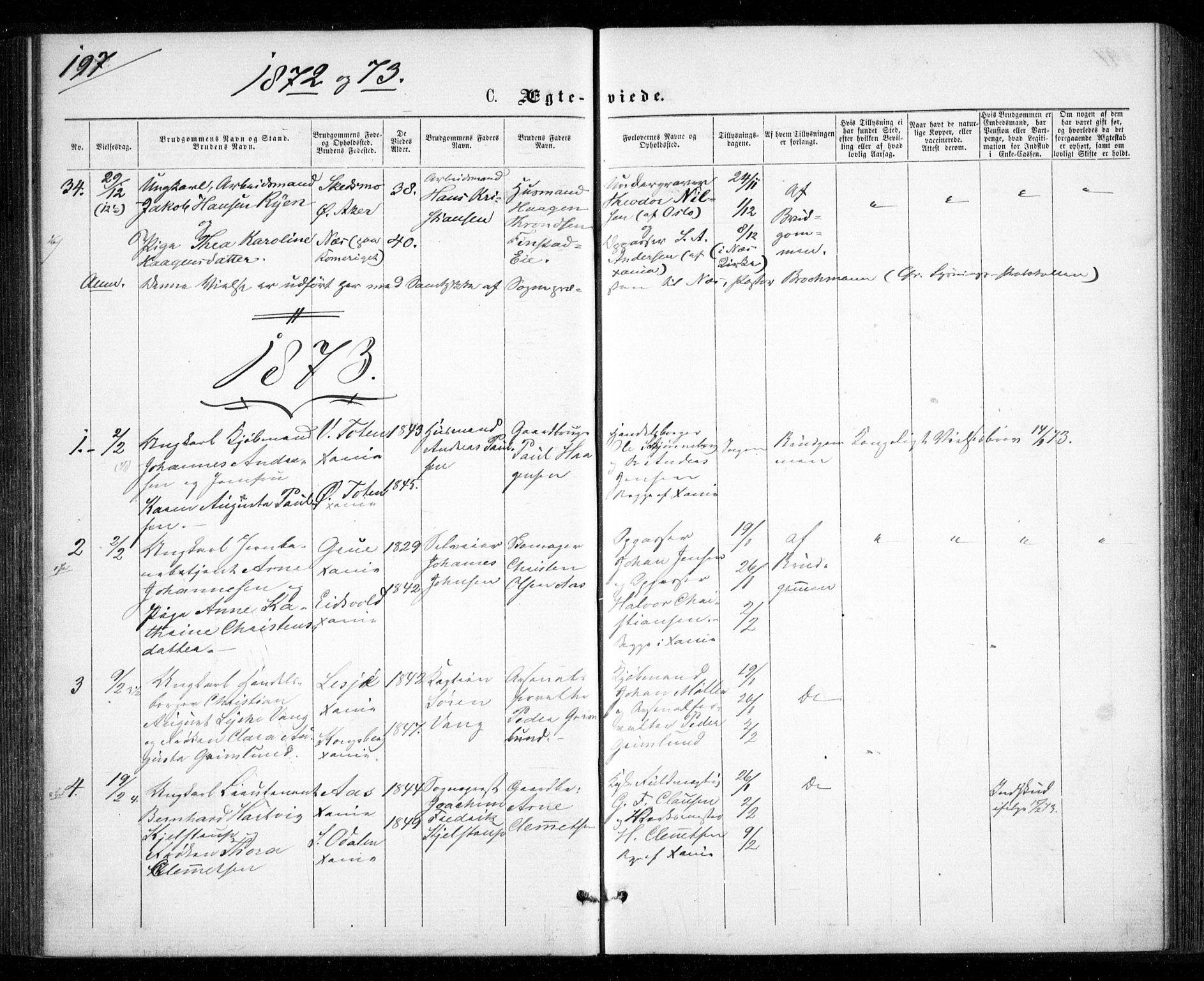 Garnisonsmenigheten Kirkebøker, AV/SAO-A-10846/G/Ga/L0006: Parish register (copy) no. 6, 1860-1880, p. 197