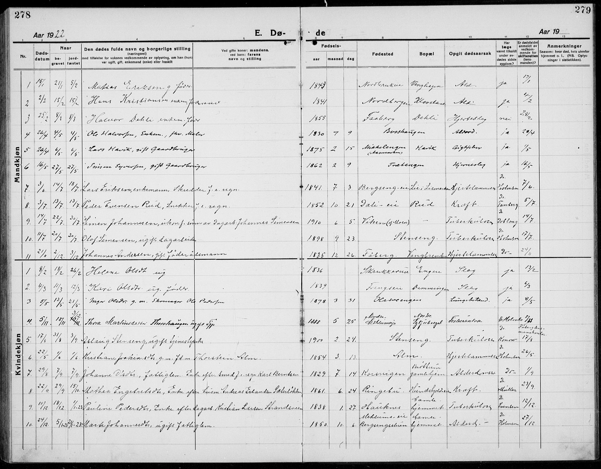 Brøttum prestekontor, SAH/PREST-016/L/La/L0001: Parish register (copy) no. 1, 1921-1941, p. 278-279