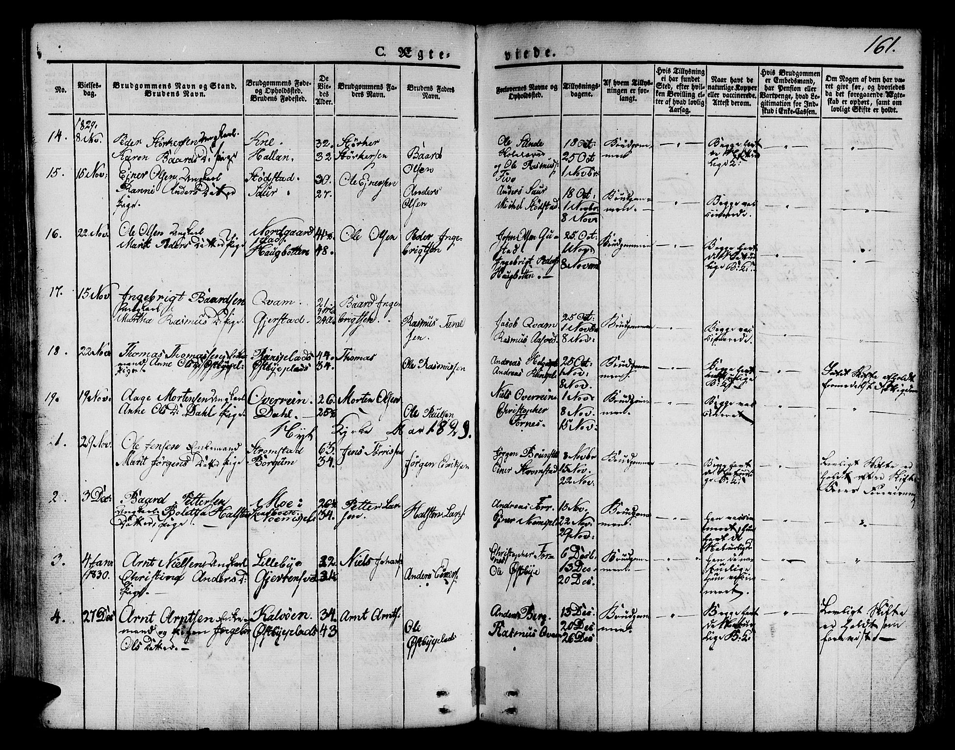 Ministerialprotokoller, klokkerbøker og fødselsregistre - Nord-Trøndelag, AV/SAT-A-1458/746/L0445: Parish register (official) no. 746A04, 1826-1846, p. 161