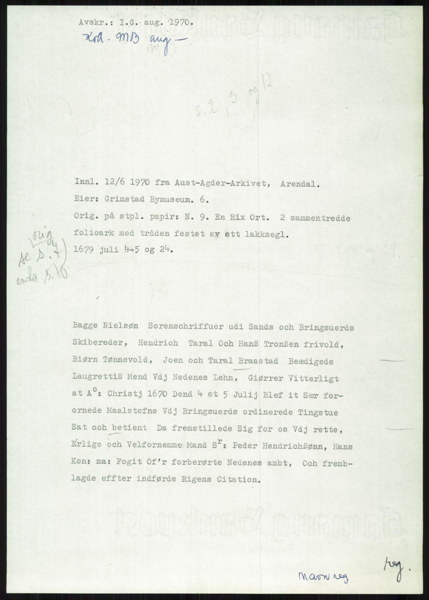 Samlinger til kildeutgivelse, Diplomavskriftsamlingen, AV/RA-EA-4053/H/Ha, p. 2440