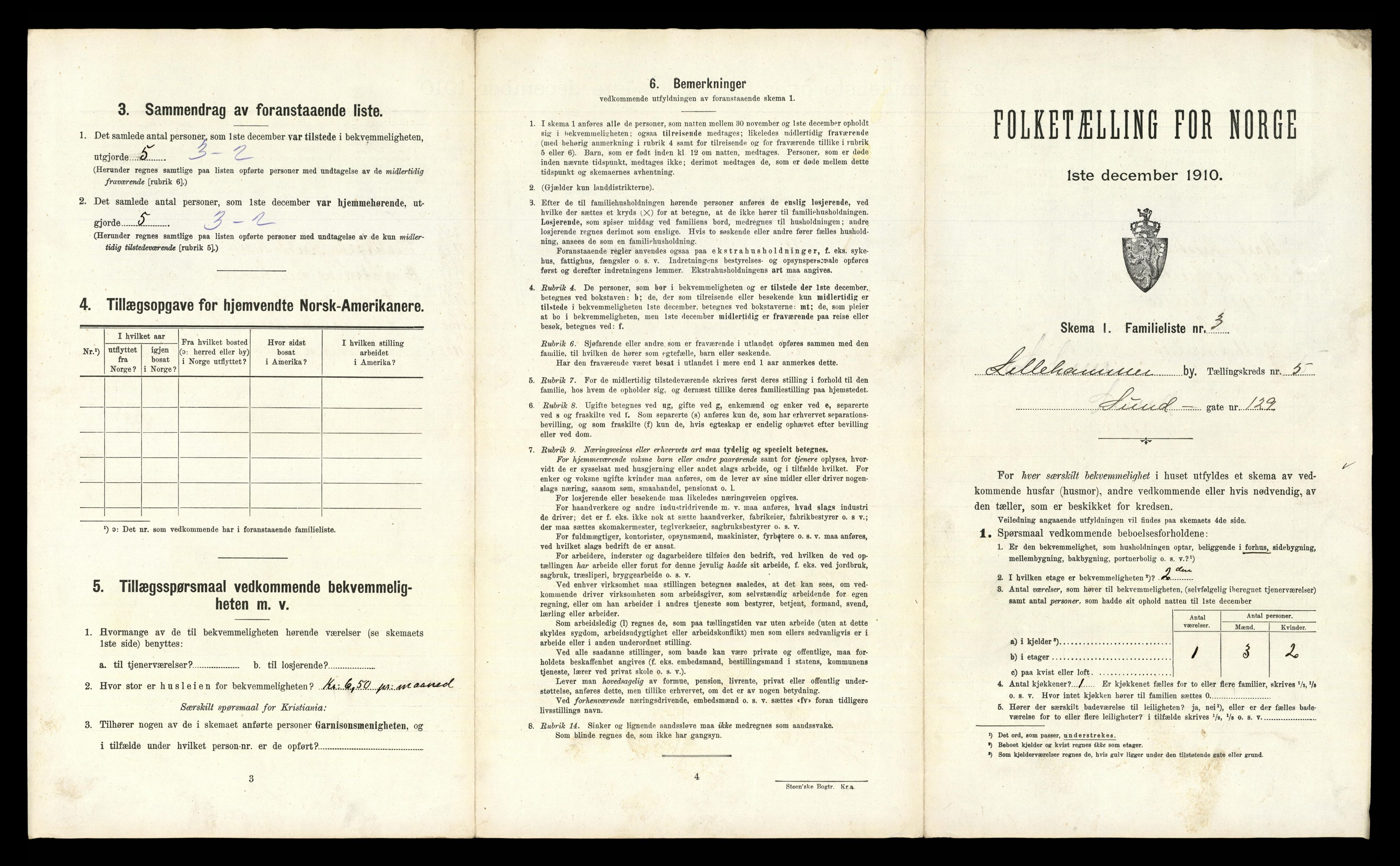 RA, 1910 census for Lillehammer, 1910, p. 2219