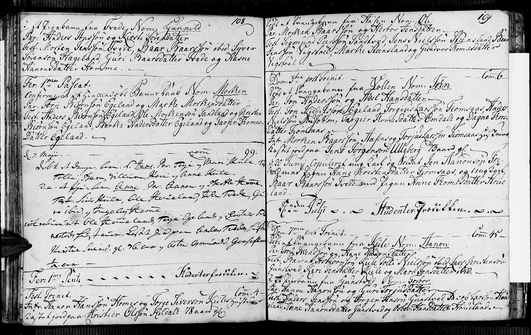 Vennesla sokneprestkontor, AV/SAK-1111-0045/Fa/Faa/L0001: Parish register (official) no. A 1, 1753-1785, p. 108-109