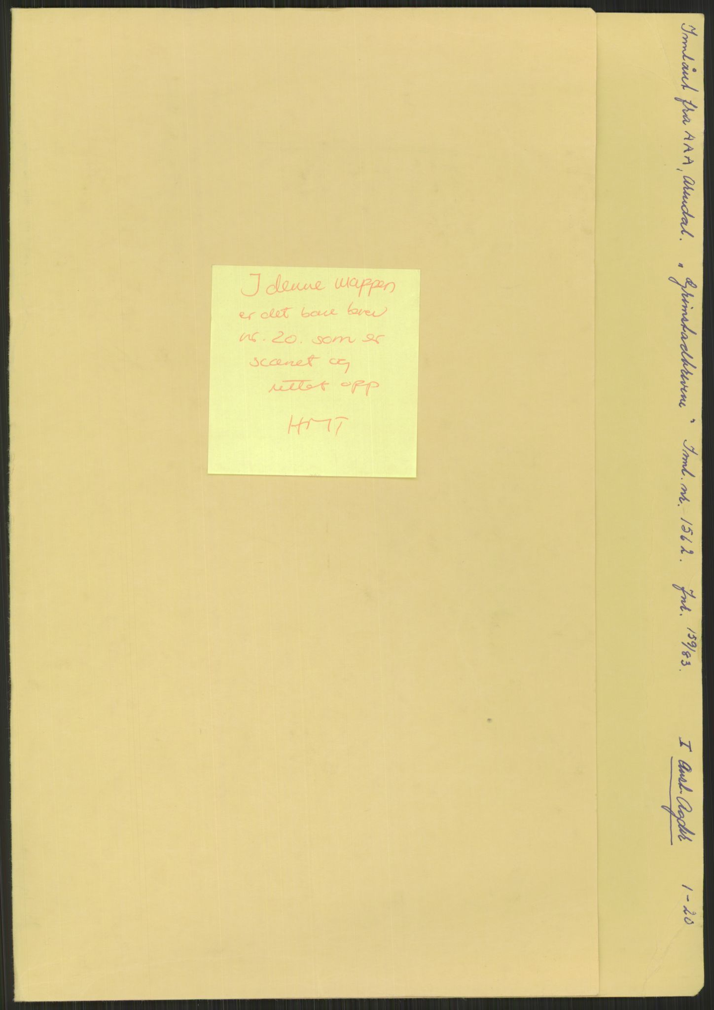 Samlinger til kildeutgivelse, Amerikabrevene, RA/EA-4057/F/L0025: Innlån fra Aust-Agder: Aust-Agder-Arkivet, Grimstadbrevene, 1838-1914, p. 1
