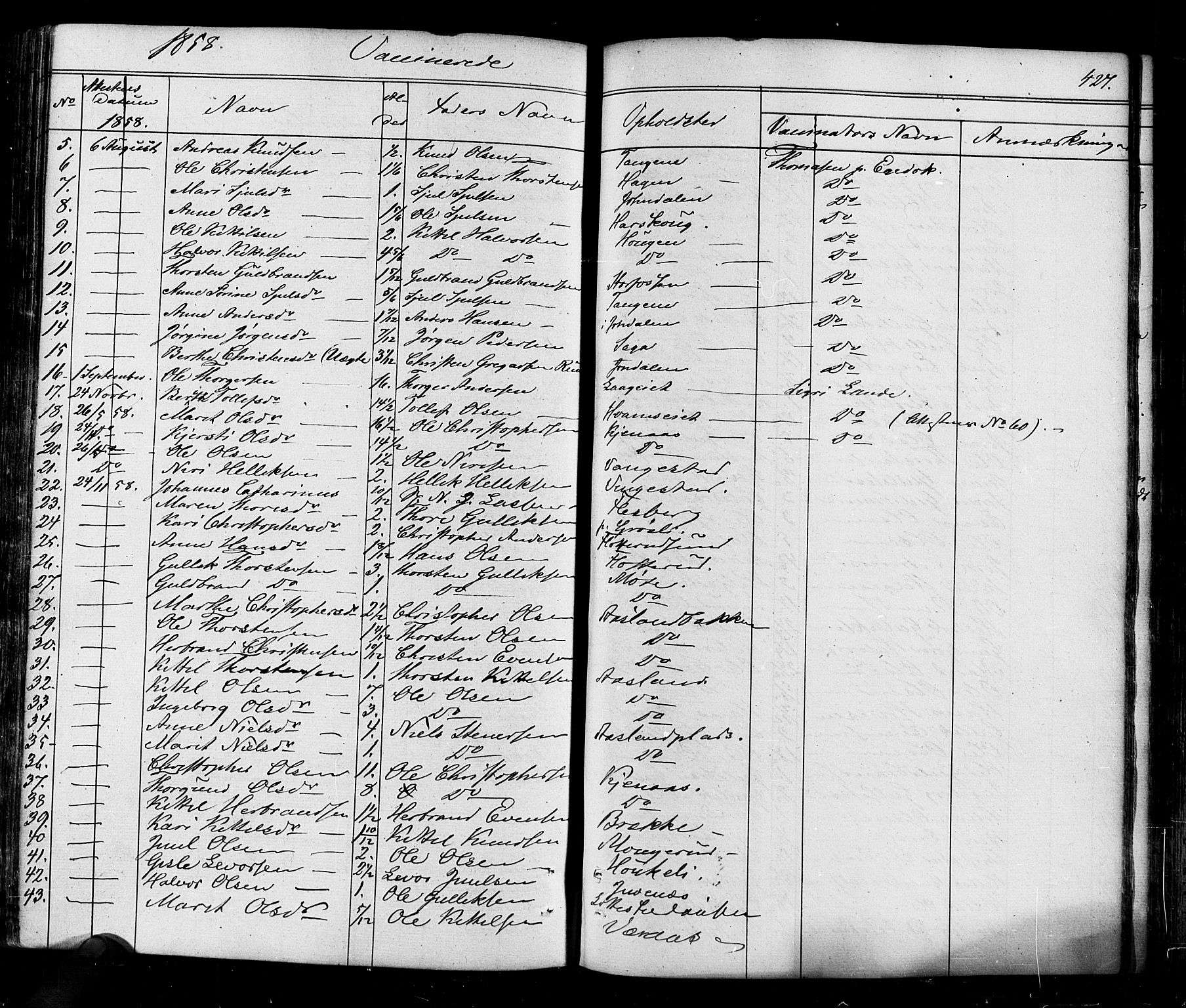 Flesberg kirkebøker, SAKO/A-18/F/Fa/L0006: Parish register (official) no. I 6, 1834-1860, p. 427
