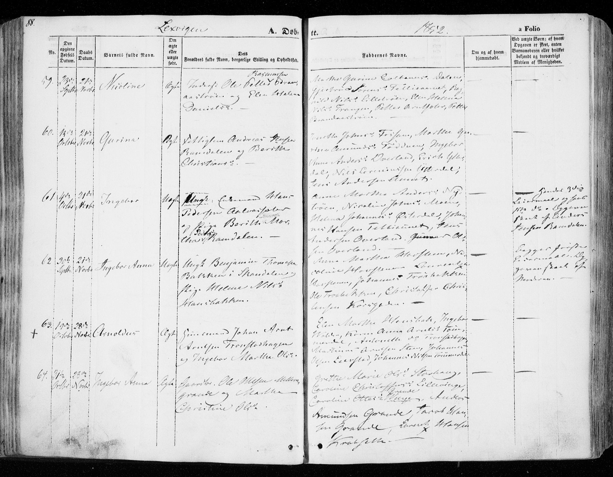 Ministerialprotokoller, klokkerbøker og fødselsregistre - Nord-Trøndelag, SAT/A-1458/701/L0007: Parish register (official) no. 701A07 /1, 1842-1854, p. 88