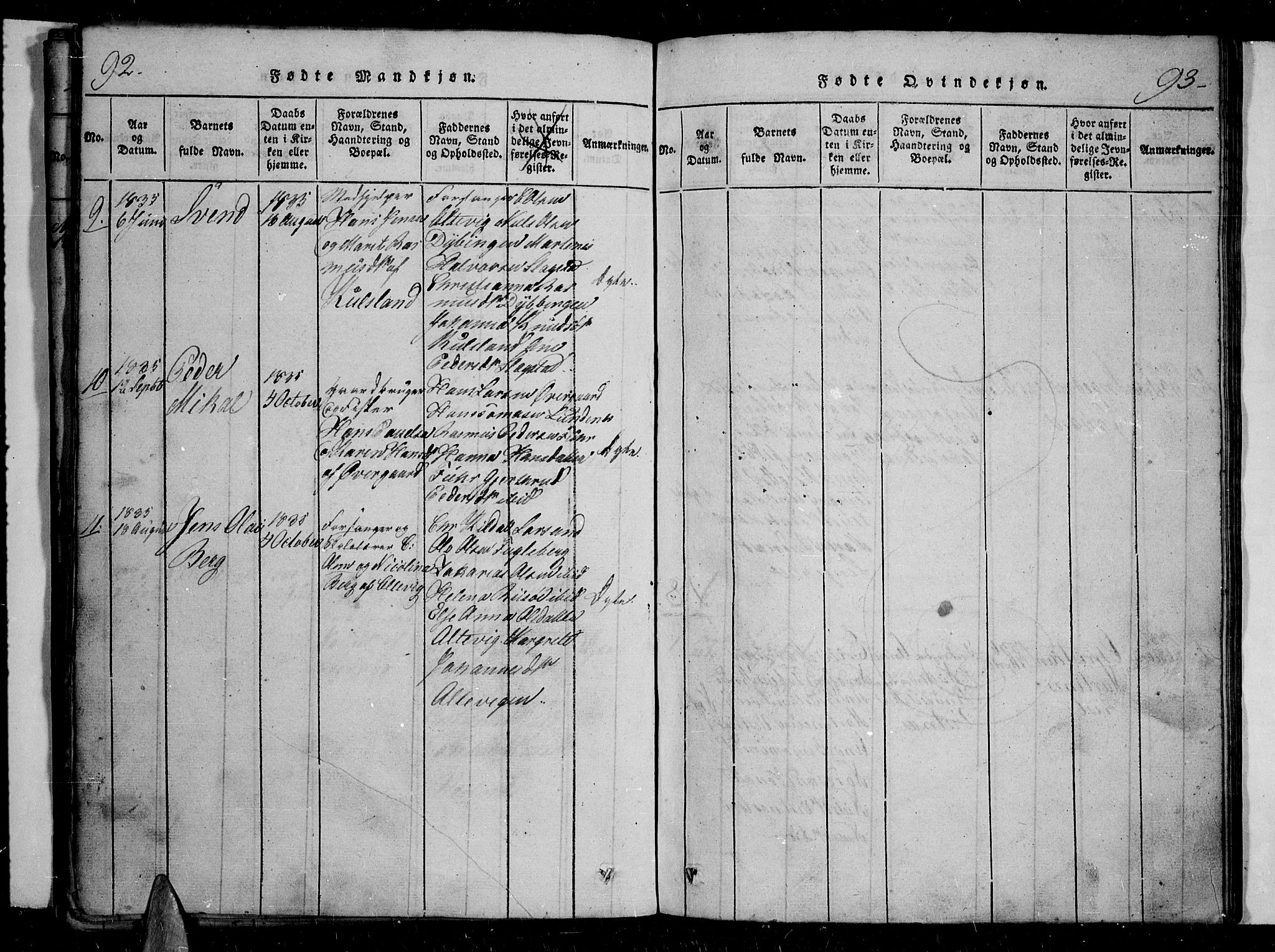 Trondenes sokneprestkontor, SATØ/S-1319/H/Hb/L0004klokker: Parish register (copy) no. 4, 1821-1839, p. 92-93