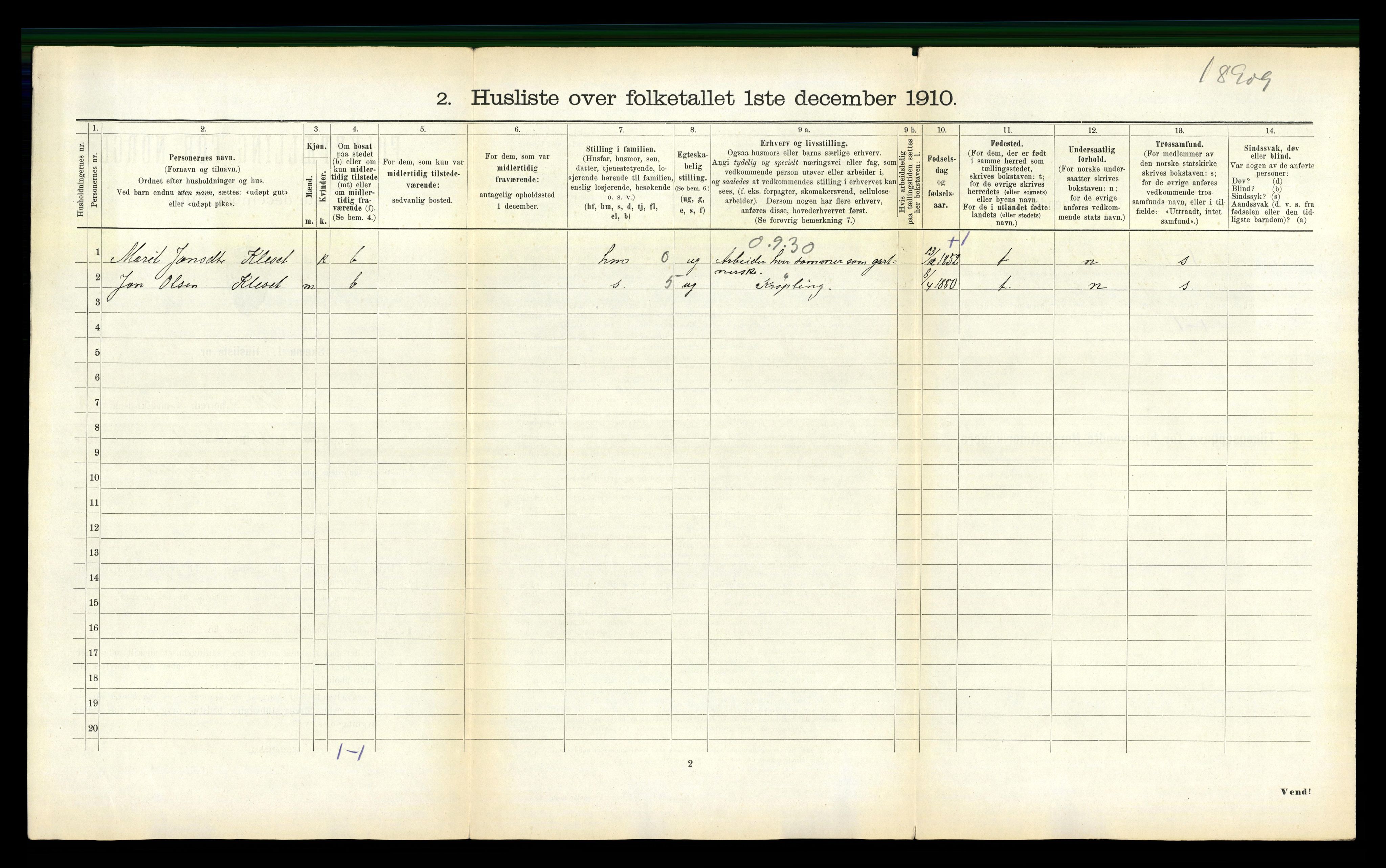 RA, 1910 census for Selbu, 1910, p. 1333