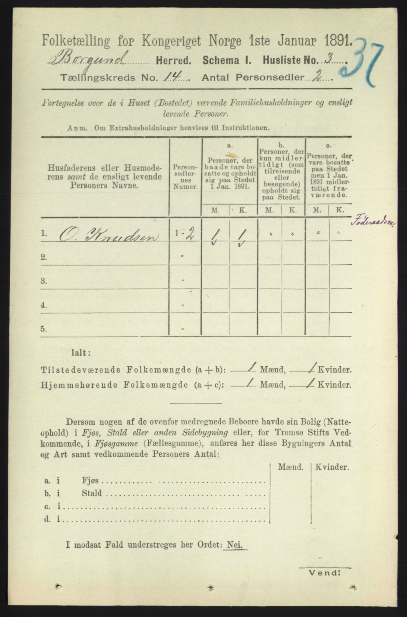 RA, 1891 census for 1531 Borgund, 1891, p. 4024