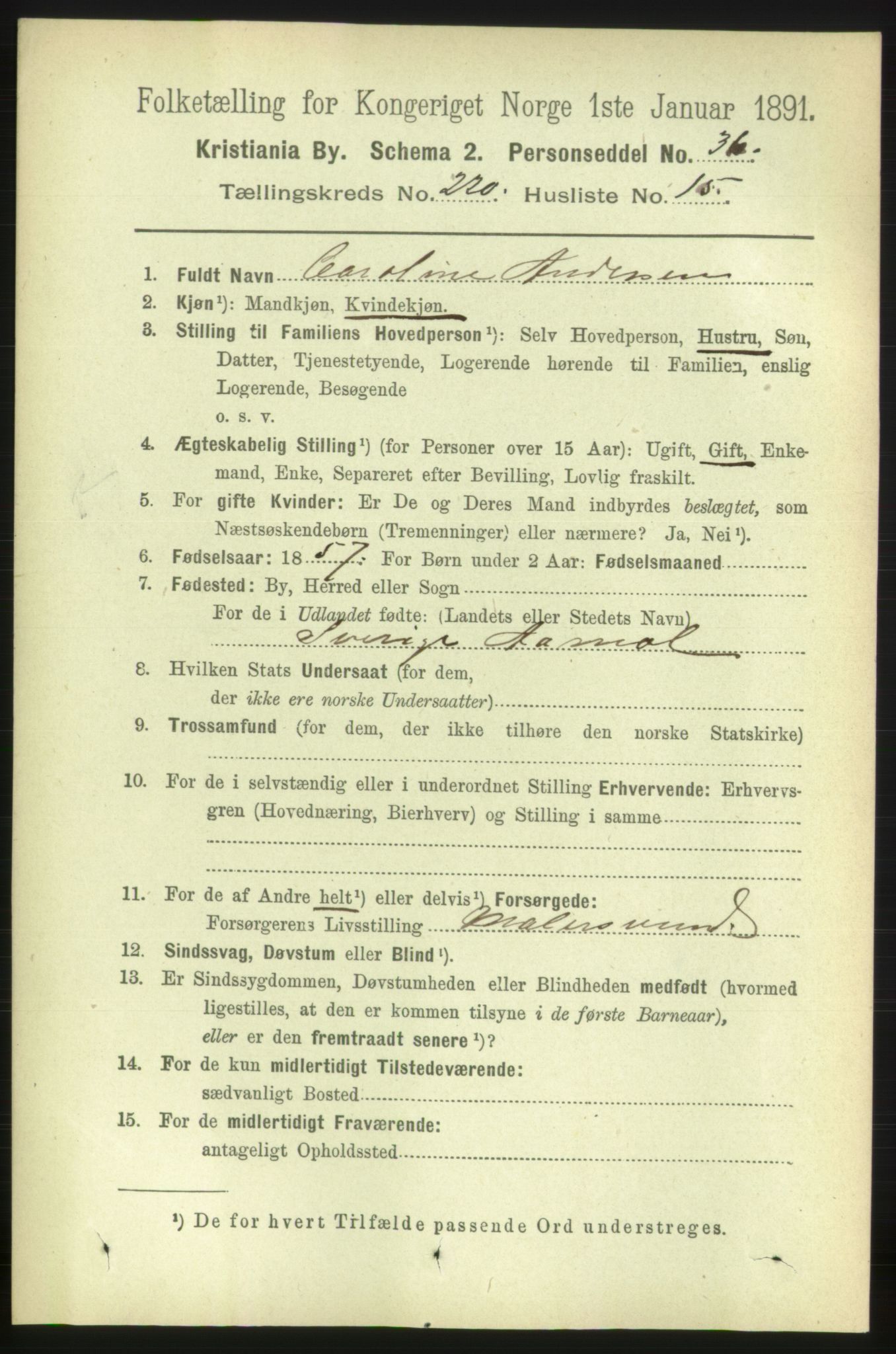 RA, 1891 census for 0301 Kristiania, 1891, p. 131434