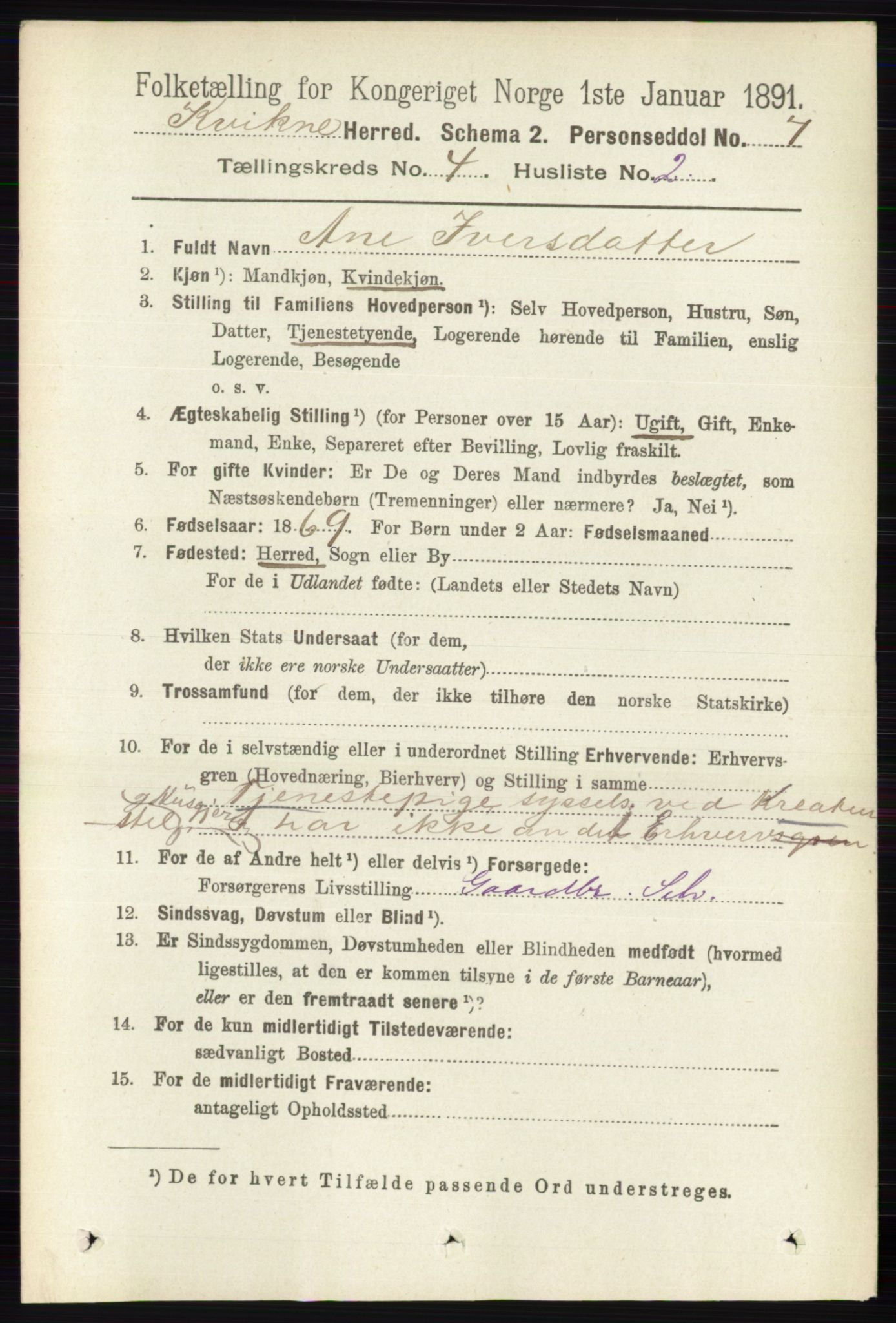 RA, 1891 census for 0440 Kvikne, 1891, p. 981