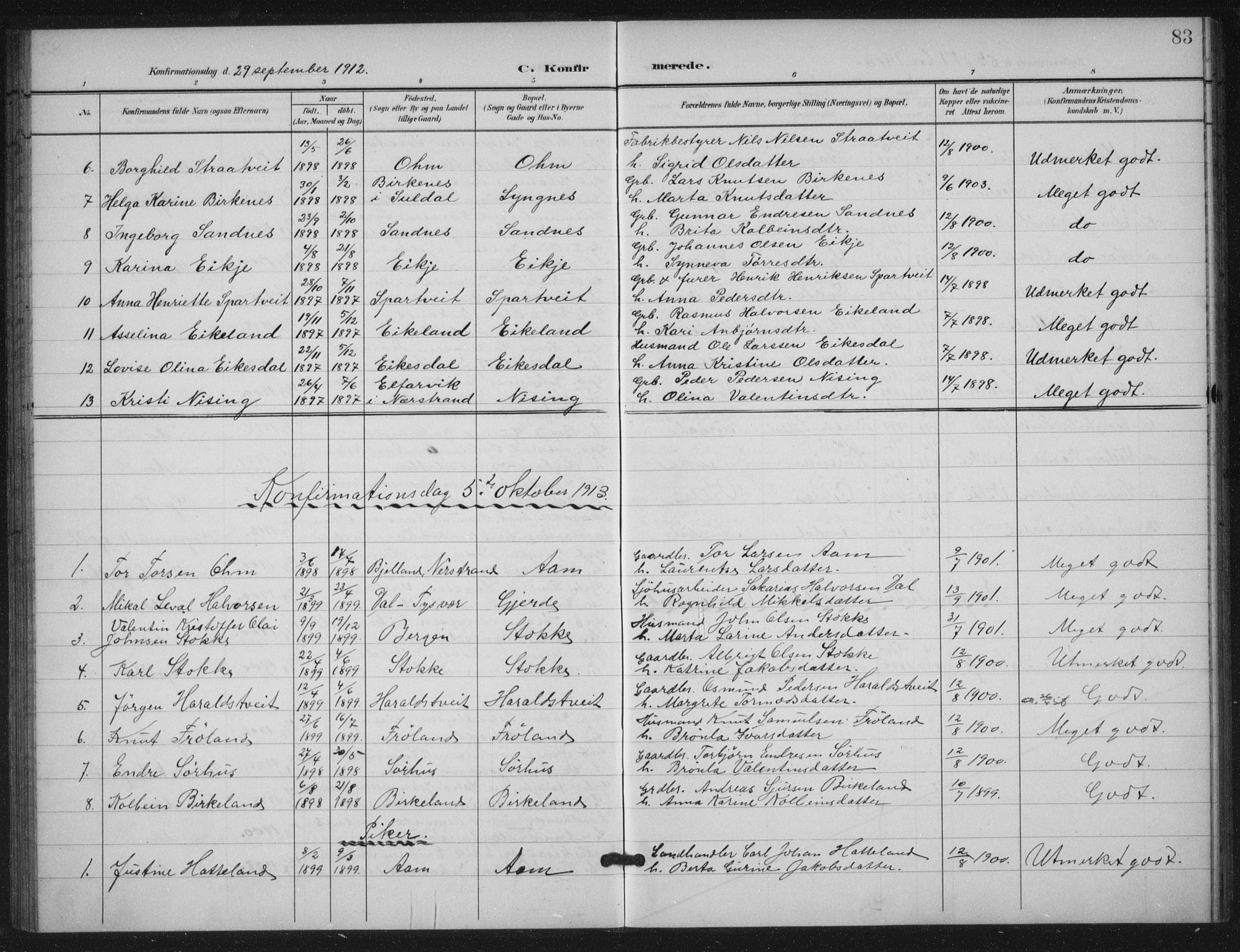 Skjold sokneprestkontor, AV/SAST-A-101847/H/Ha/Haa/L0012: Parish register (official) no. A 12, 1899-1915, p. 83