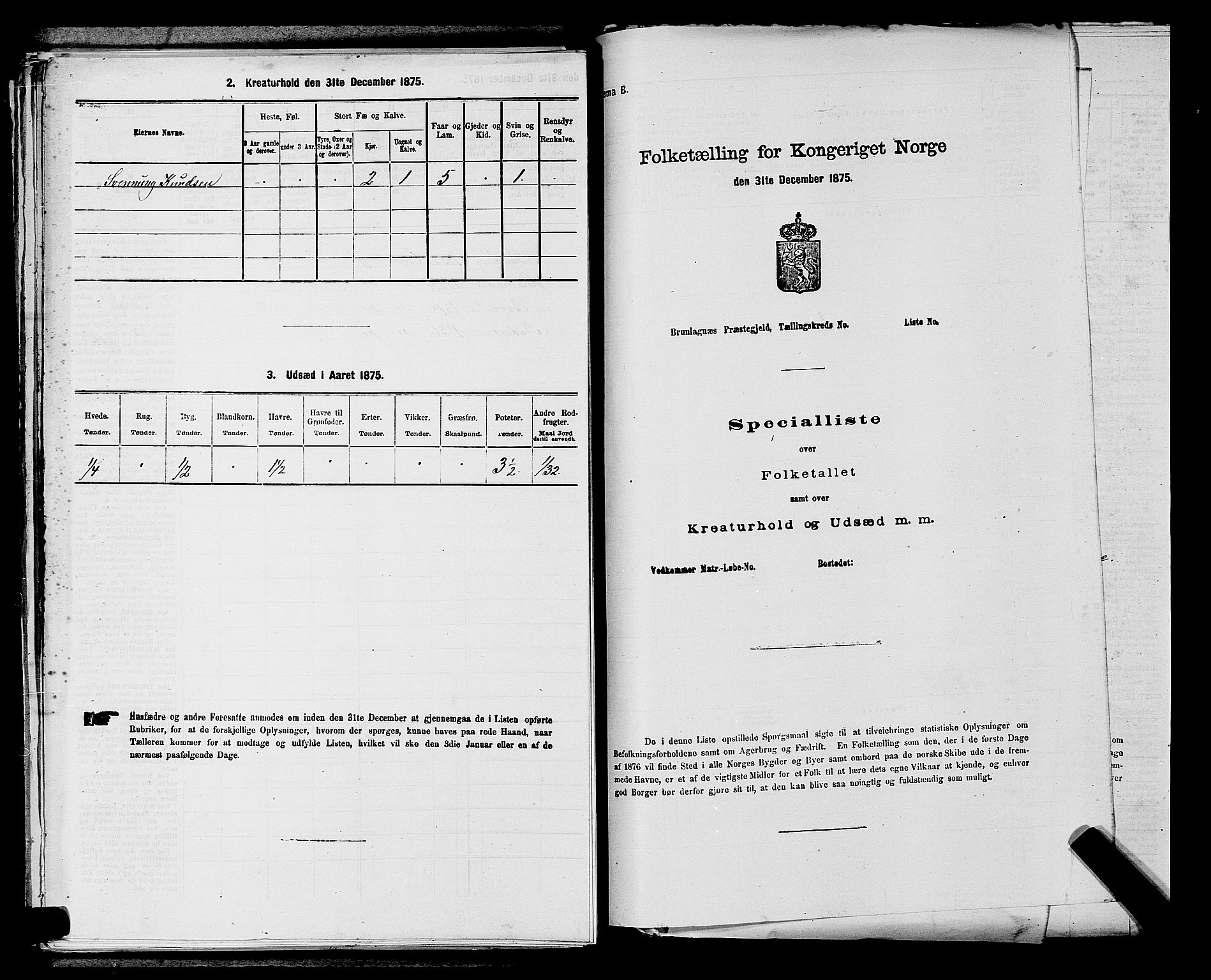 SAKO, 1875 census for 0820P Lunde, 1875, p. 155