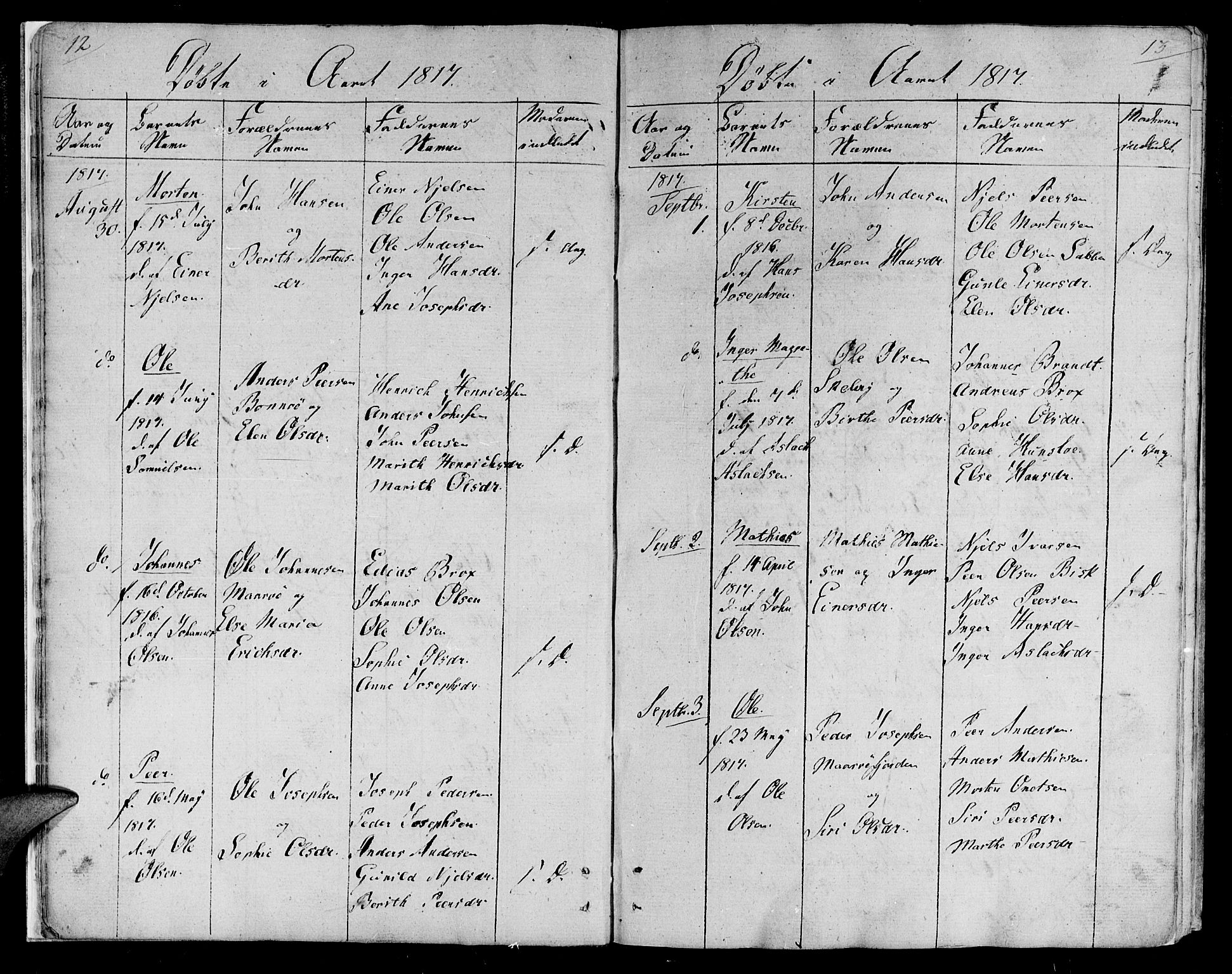 Lebesby sokneprestkontor, SATØ/S-1353/H/Ha/L0002kirke: Parish register (official) no. 2, 1816-1833, p. 12-13