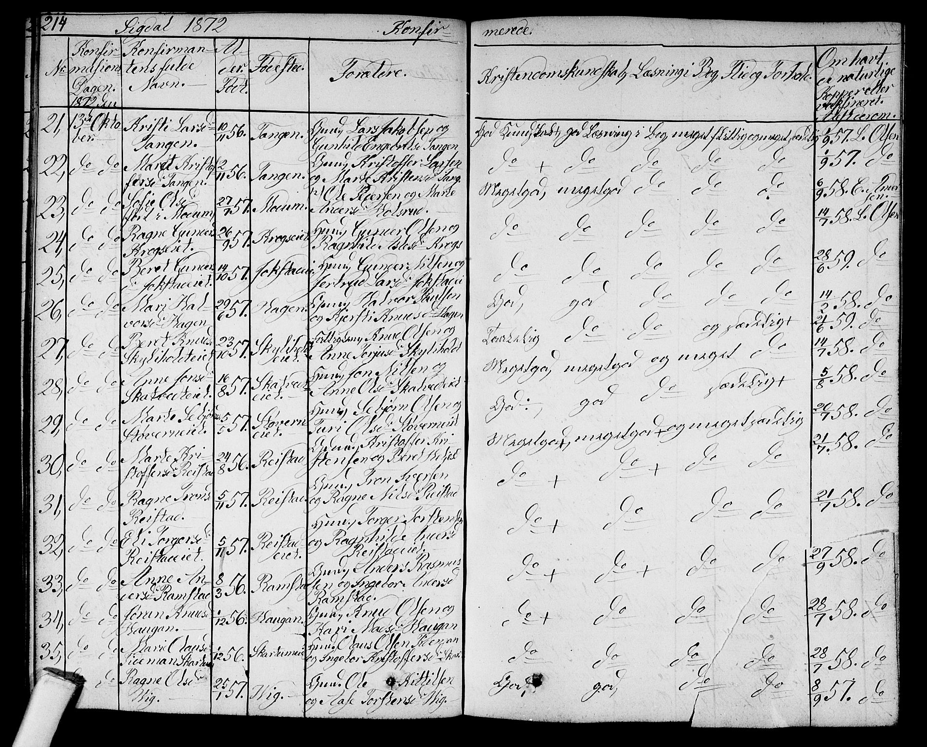 Sigdal kirkebøker, AV/SAKO-A-245/G/Ga/L0003: Parish register (copy) no. I 3, 1857-1878, p. 214