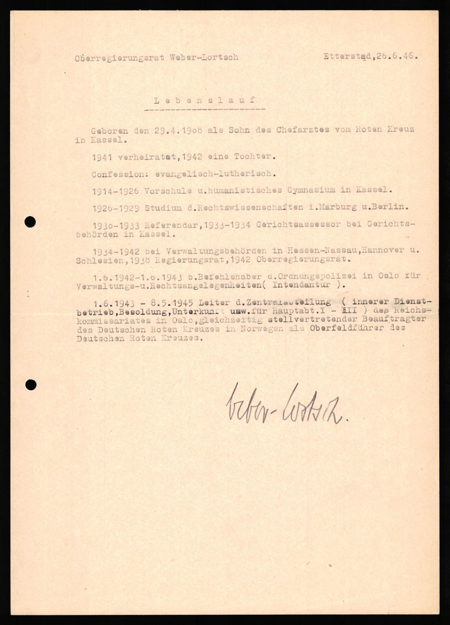 Forsvaret, Forsvarets overkommando II, AV/RA-RAFA-3915/D/Db/L0035: CI Questionaires. Tyske okkupasjonsstyrker i Norge. Tyskere., 1945-1946, p. 27