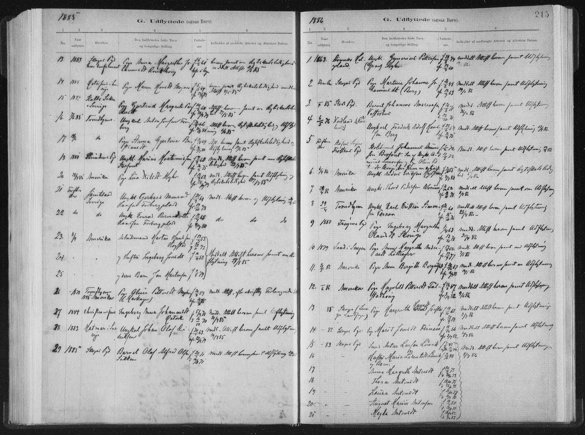 Ministerialprotokoller, klokkerbøker og fødselsregistre - Nord-Trøndelag, SAT/A-1458/722/L0220: Parish register (official) no. 722A07, 1881-1908, p. 215