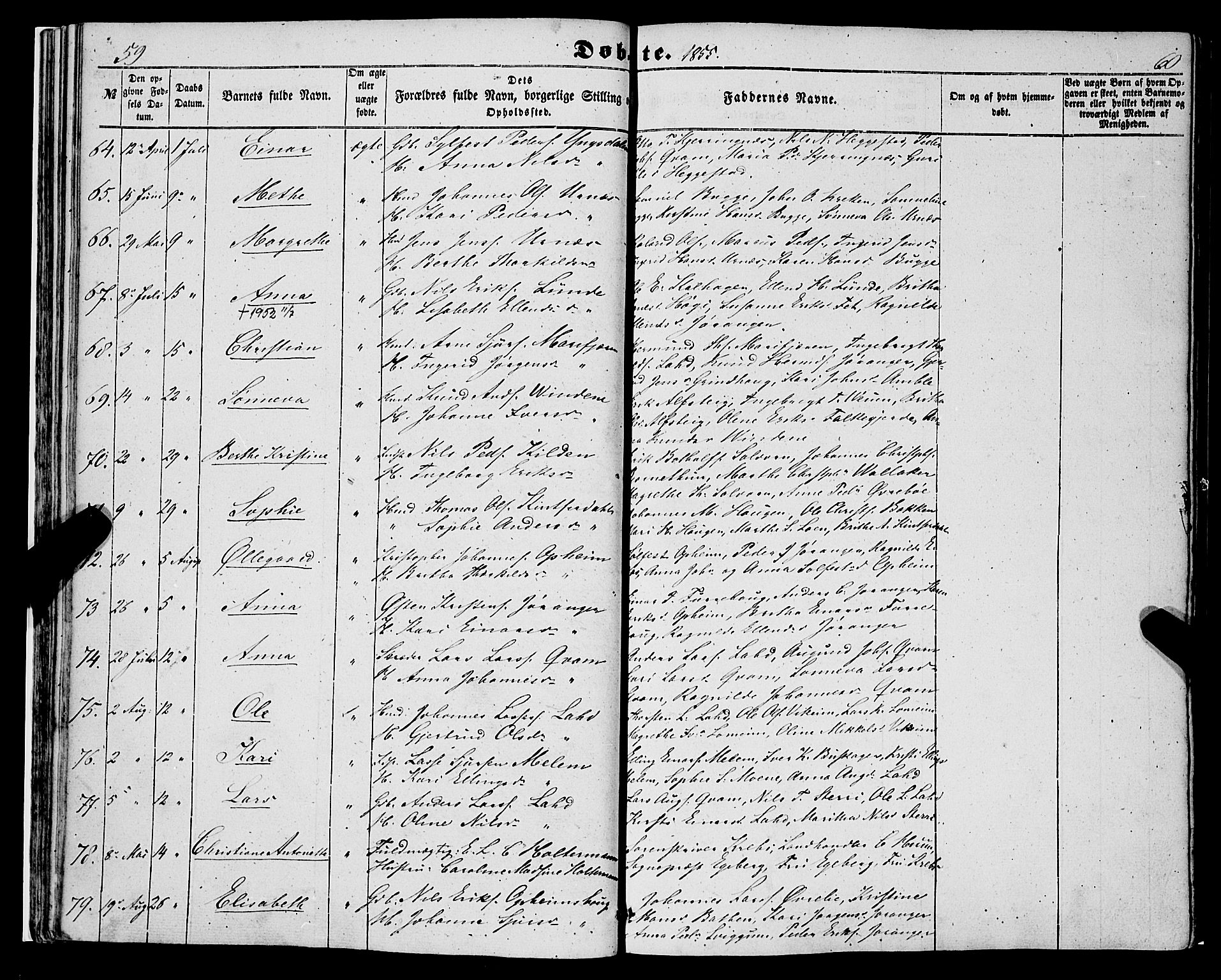 Hafslo sokneprestembete, SAB/A-80301/H/Haa/Haaa/L0009: Parish register (official) no. A 9, 1852-1873, p. 59-60