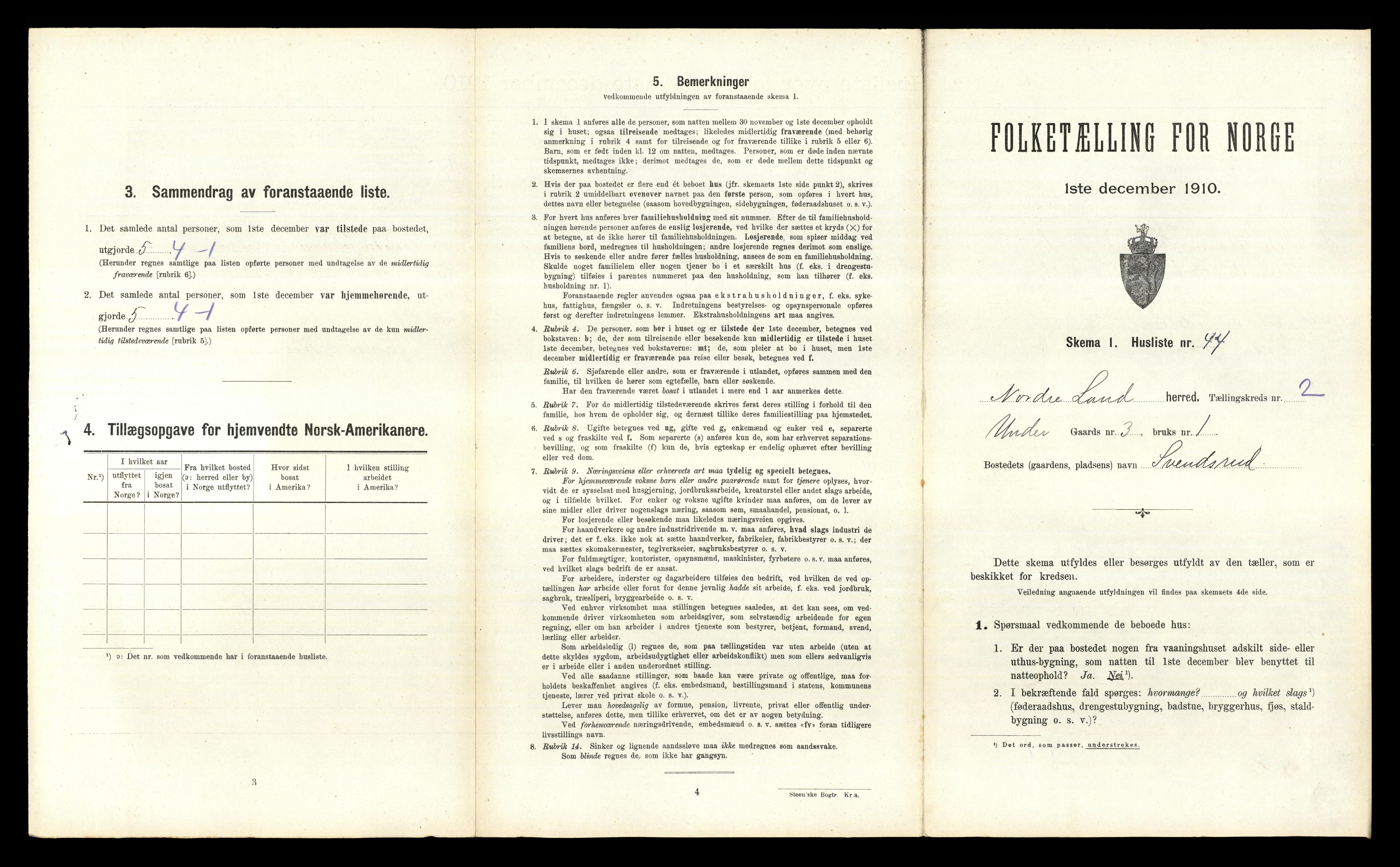 RA, 1910 census for Nordre Land, 1910, p. 257