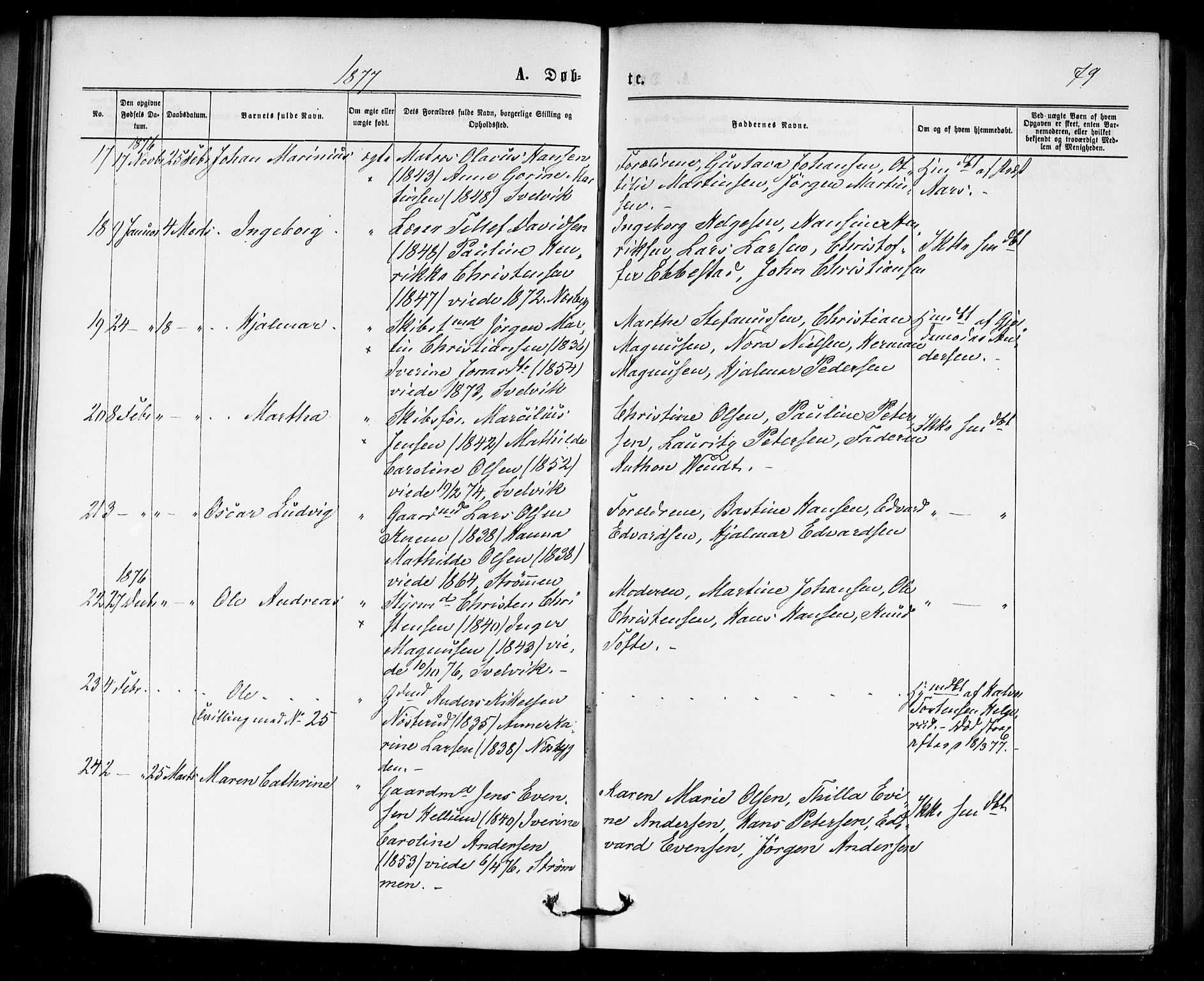 Strømm kirkebøker, SAKO/A-322/F/Fa/L0002: Parish register (official) no. I 2, 1870-1877, p. 79