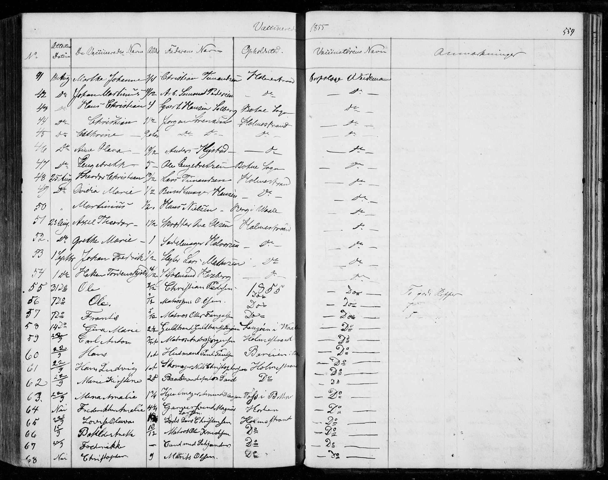 Holmestrand kirkebøker, SAKO/A-346/F/Fa/L0002: Parish register (official) no. 2, 1840-1866, p. 559