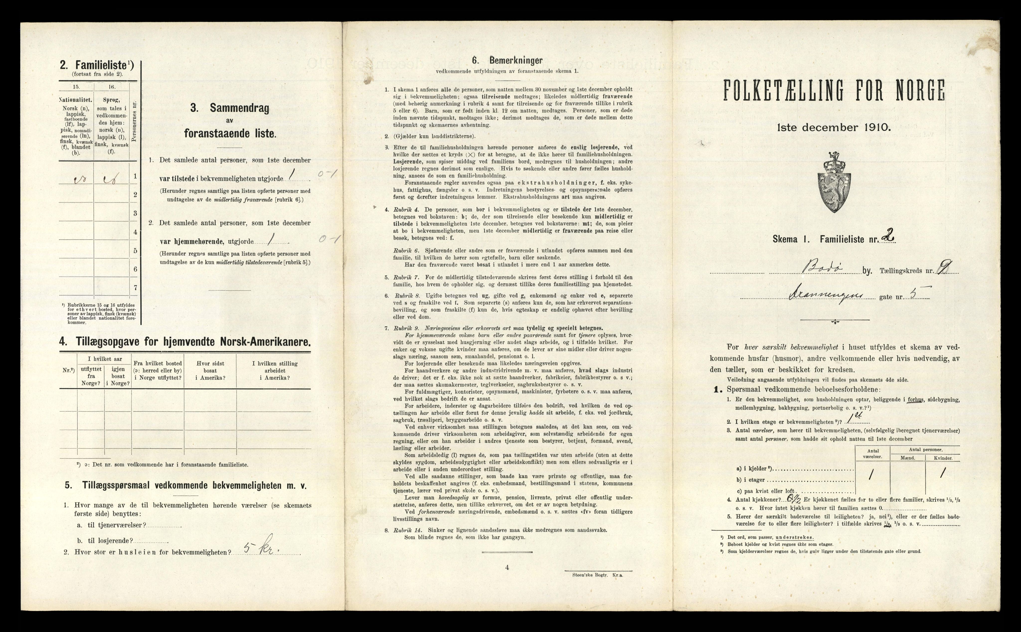 RA, 1910 census for Bodø, 1910, p. 2515