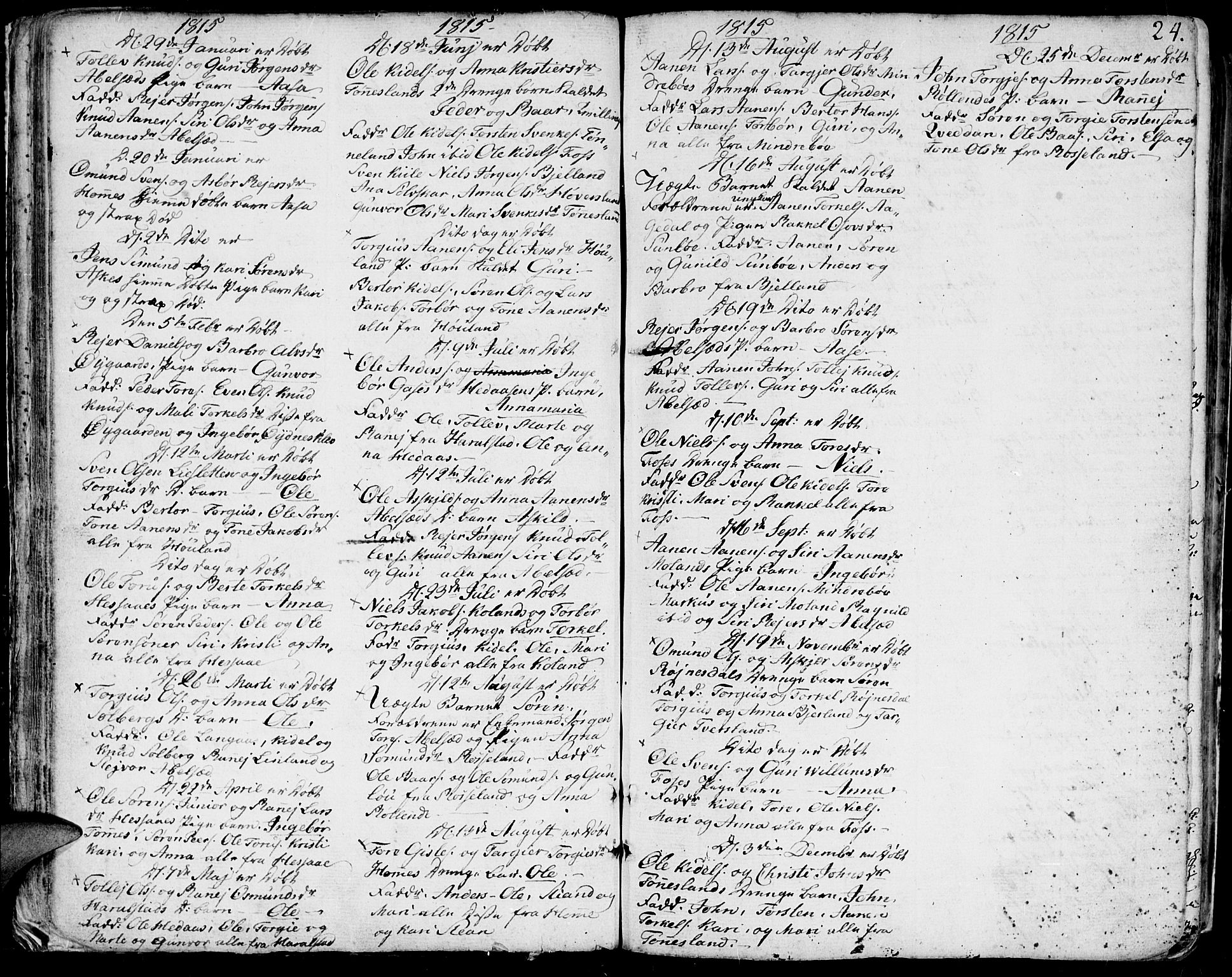 Bjelland sokneprestkontor, SAK/1111-0005/F/Fa/Faa/L0001: Parish register (official) no. A 1 /1, 1793-1815, p. 24