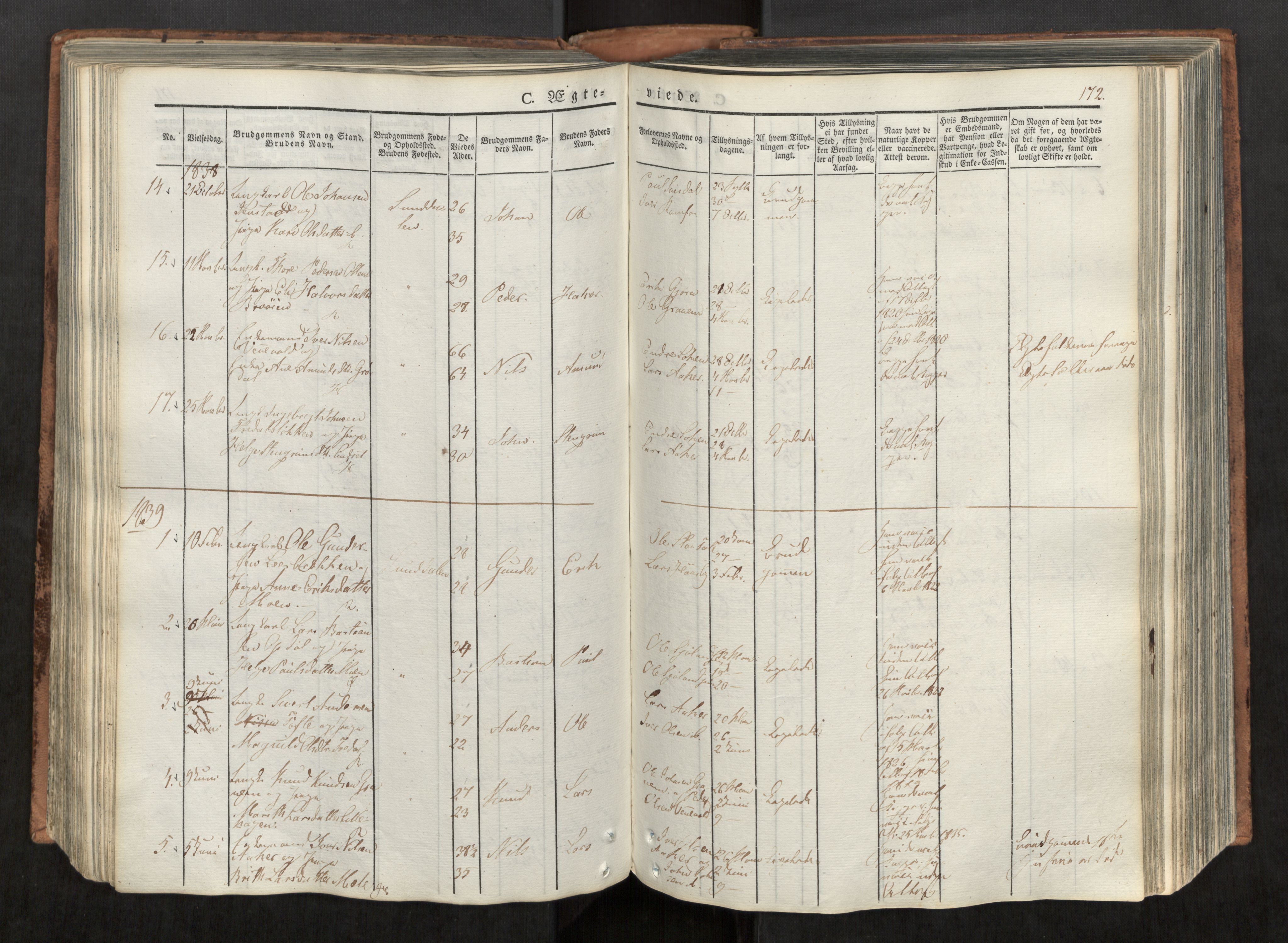 Ministerialprotokoller, klokkerbøker og fødselsregistre - Møre og Romsdal, SAT/A-1454/590/L1012: Parish register (official) no. 590A04, 1832-1846, p. 172