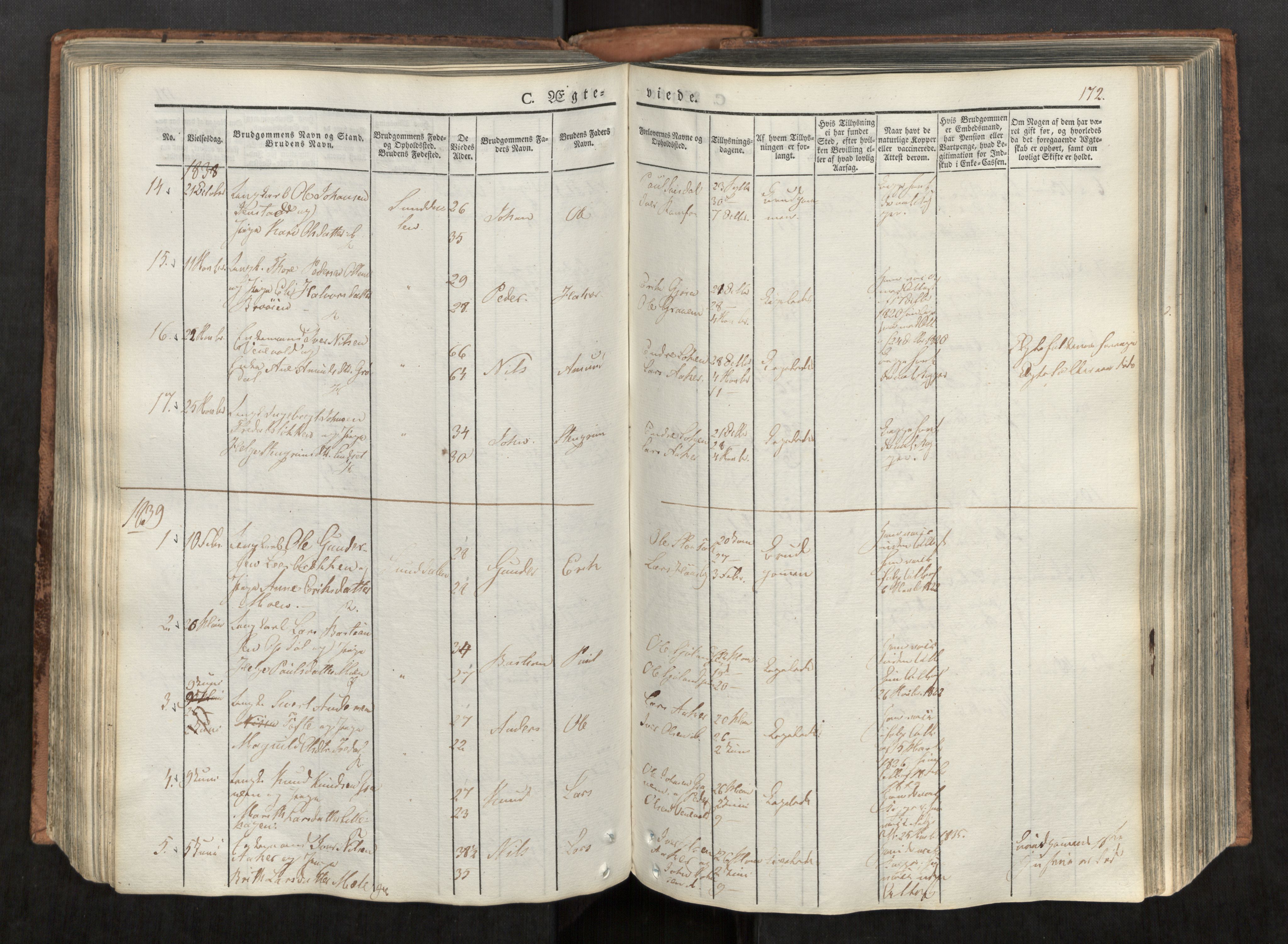 Ministerialprotokoller, klokkerbøker og fødselsregistre - Møre og Romsdal, AV/SAT-A-1454/590/L1012: Parish register (official) no. 590A04, 1832-1846, p. 172