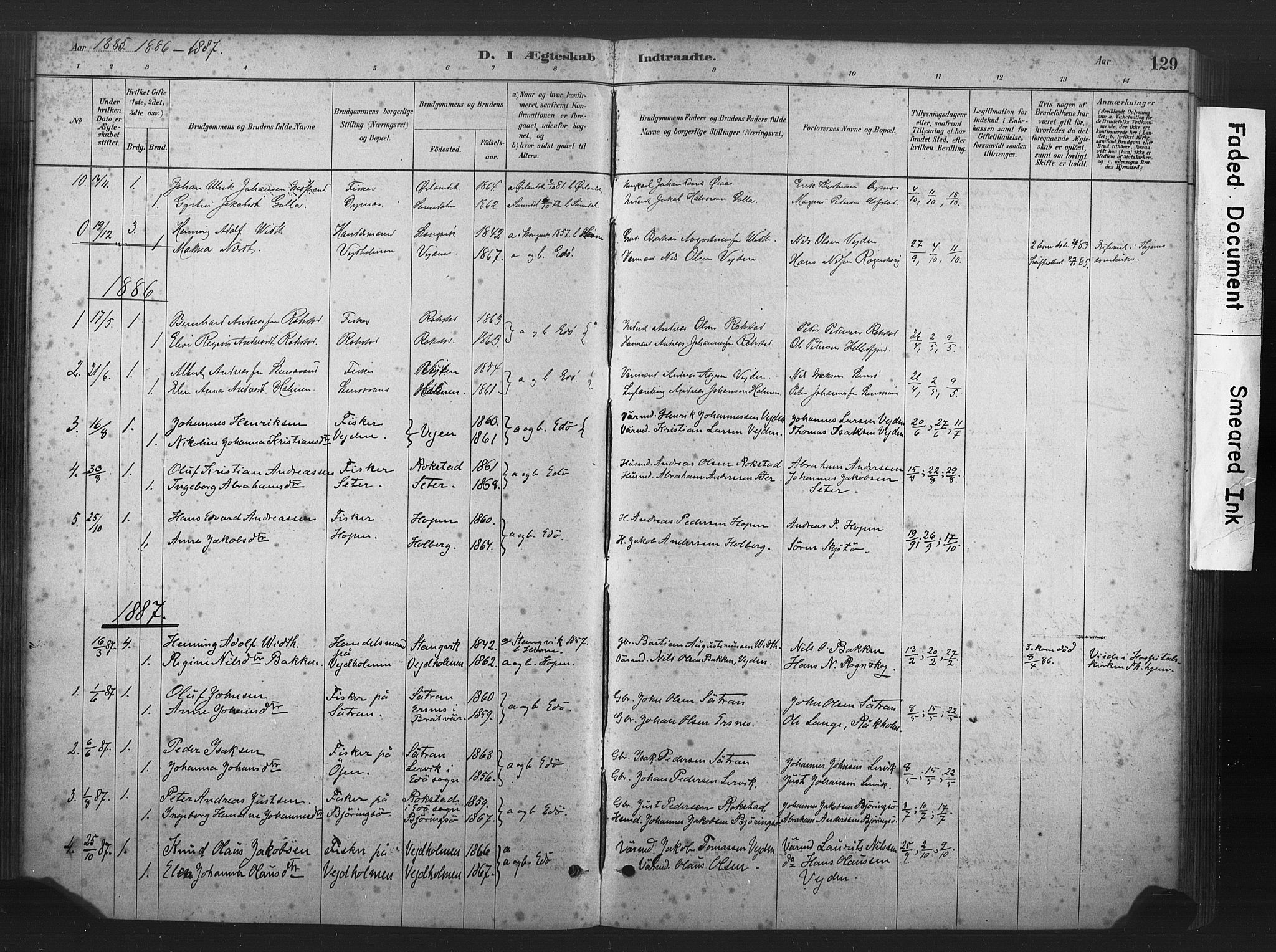 Ministerialprotokoller, klokkerbøker og fødselsregistre - Møre og Romsdal, AV/SAT-A-1454/583/L0954: Parish register (official) no. 583A01, 1880-1906, p. 129