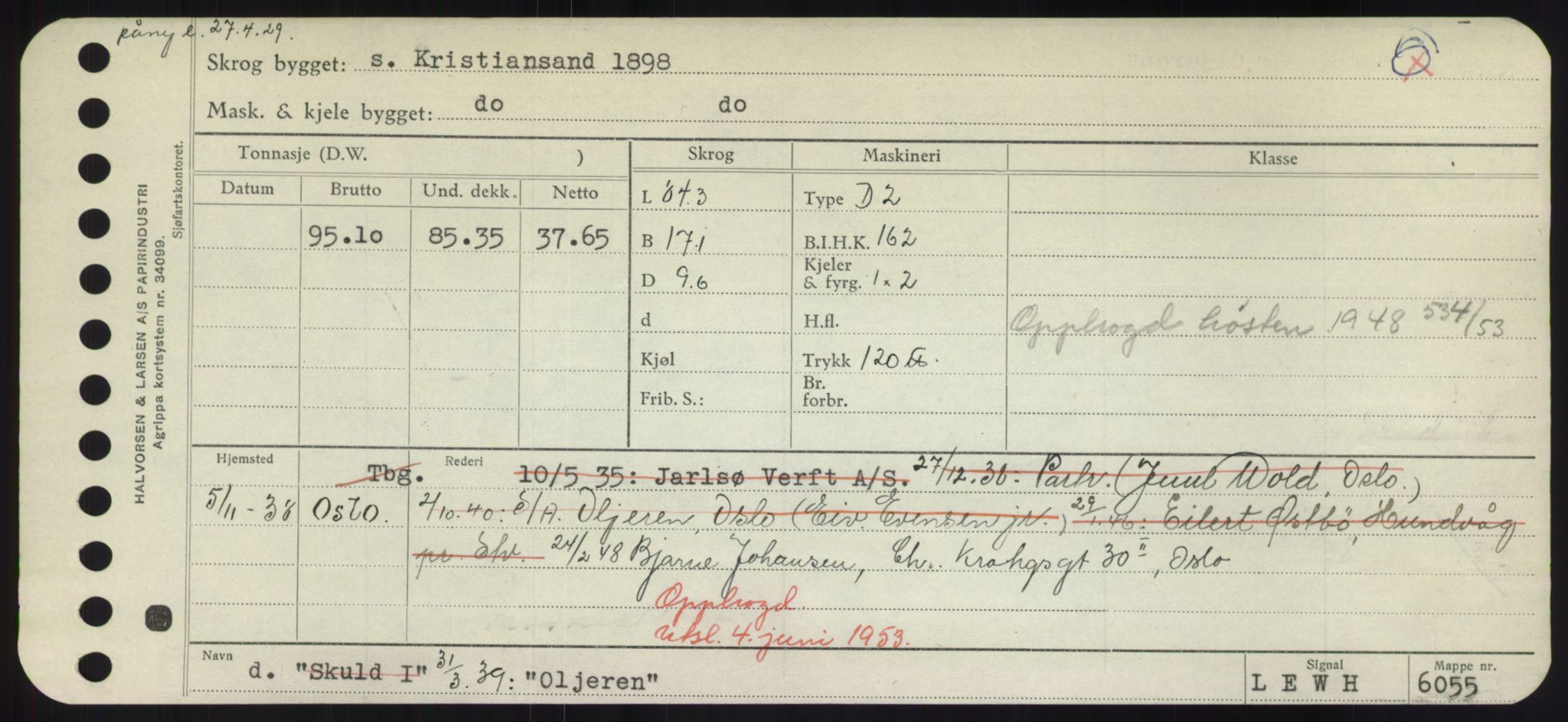 Sjøfartsdirektoratet med forløpere, Skipsmålingen, RA/S-1627/H/Hd/L0028: Fartøy, O, p. 233