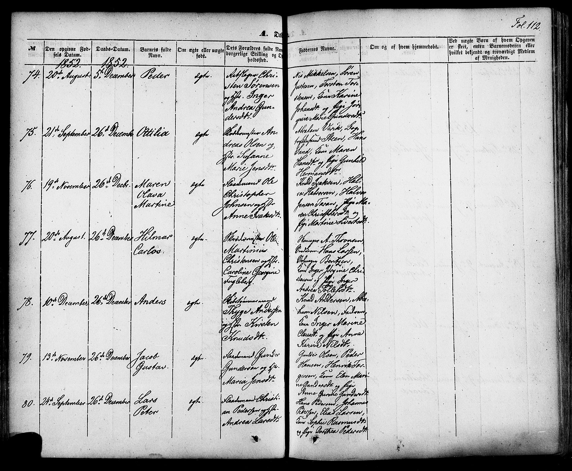 Skien kirkebøker, AV/SAKO-A-302/F/Fa/L0006a: Parish register (official) no. 6A, 1843-1856, p. 112