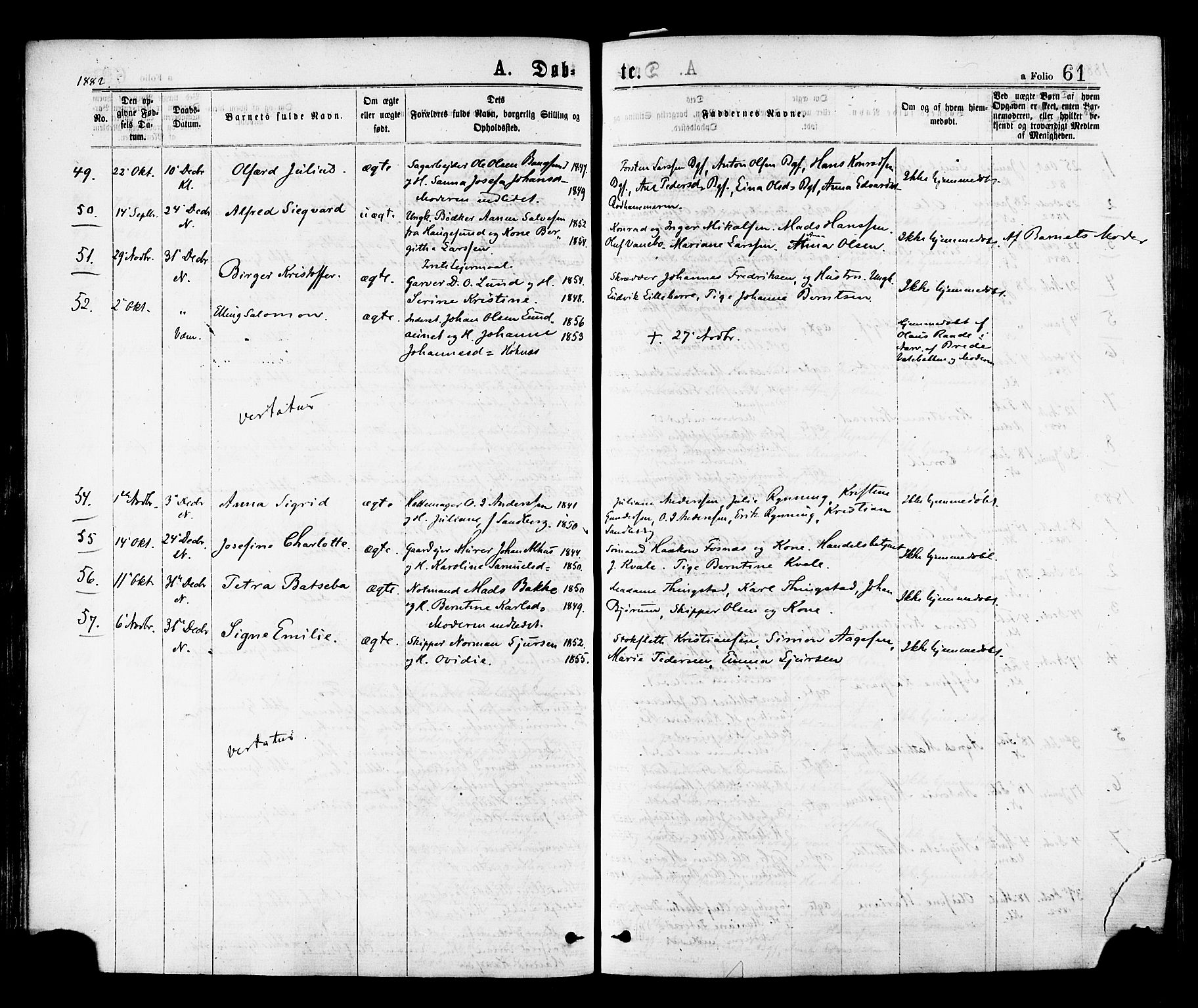 Ministerialprotokoller, klokkerbøker og fødselsregistre - Nord-Trøndelag, AV/SAT-A-1458/768/L0572: Parish register (official) no. 768A07, 1874-1886, p. 61