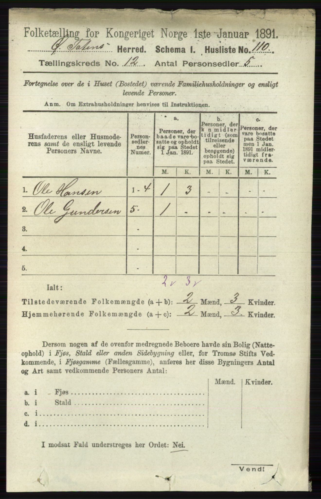 RA, 1891 census for 0528 Østre Toten, 1891, p. 7763