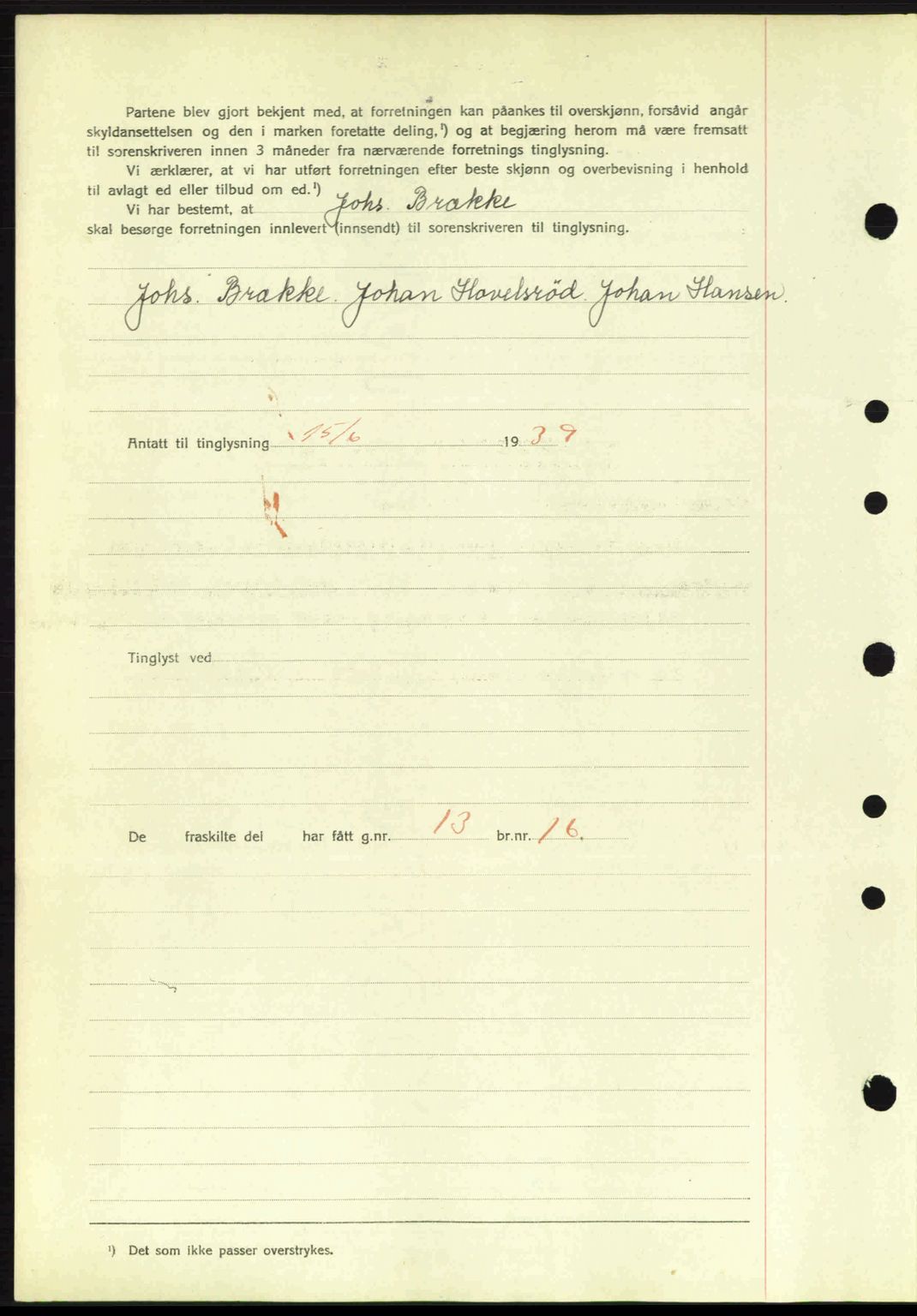 Idd og Marker sorenskriveri, AV/SAO-A-10283/G/Gb/Gbb/L0003: Mortgage book no. A3, 1938-1939, Diary no: : 790/1939