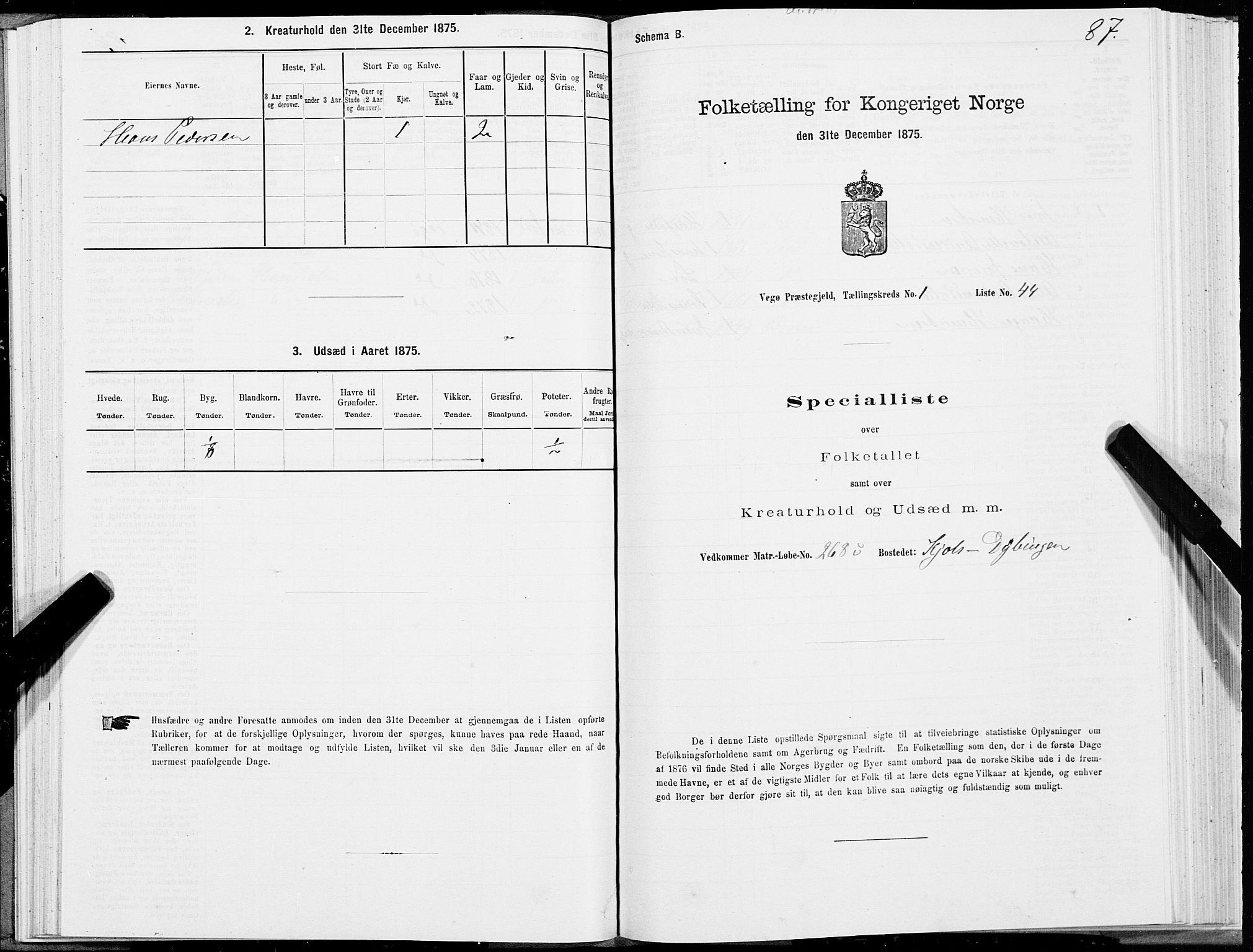 SAT, 1875 census for 1815P Vega, 1875, p. 1087