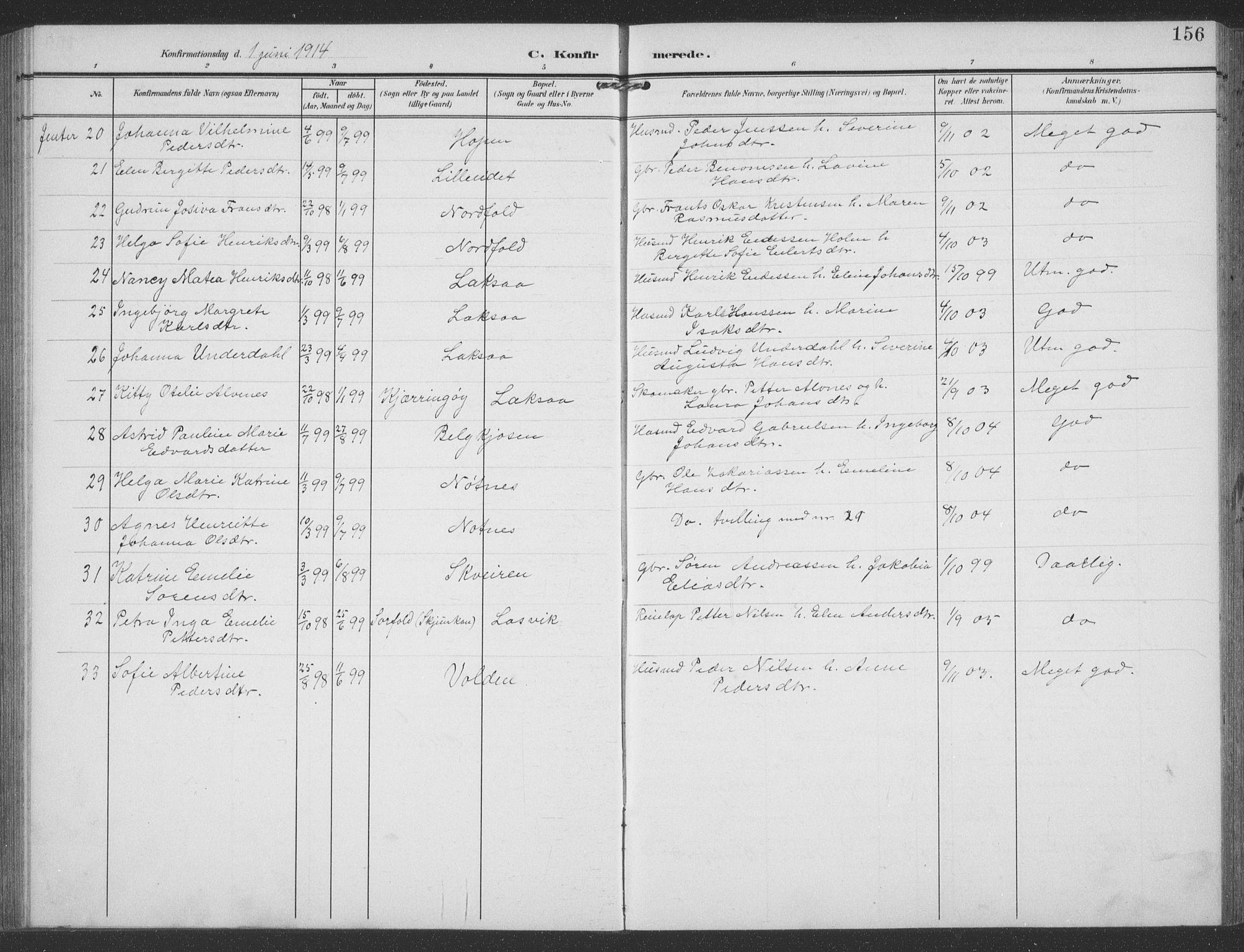 Ministerialprotokoller, klokkerbøker og fødselsregistre - Nordland, SAT/A-1459/858/L0835: Parish register (copy) no. 858C02, 1904-1940, p. 156