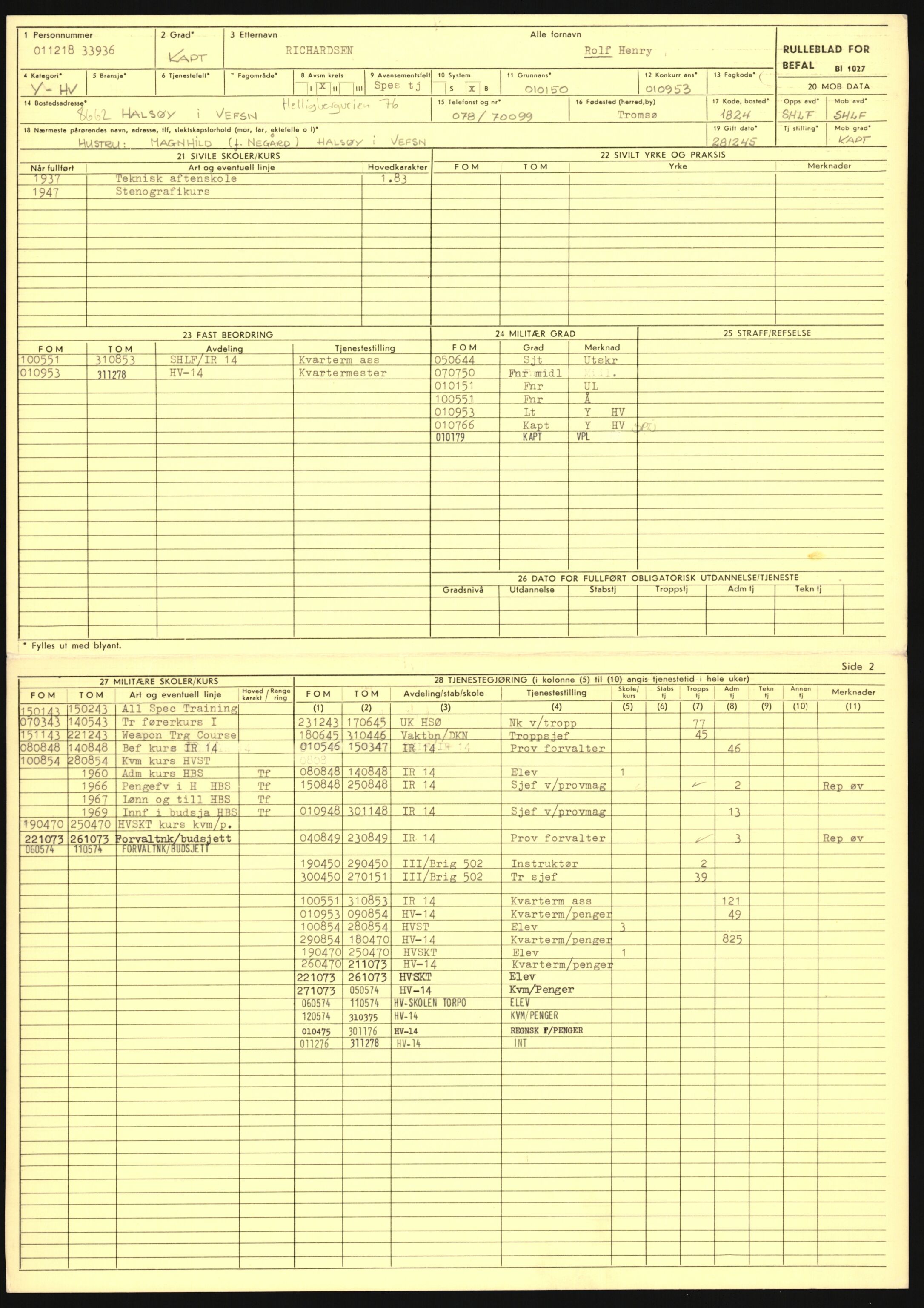 Forsvaret, Sør-Hålogaland landforsvar, AV/RA-RAFA-2552/P/Pa/L0303: Personellmapper for slettet personell, yrkesbefal og vernepliktig befal, født 1917-1920, 1936-1980, p. 385