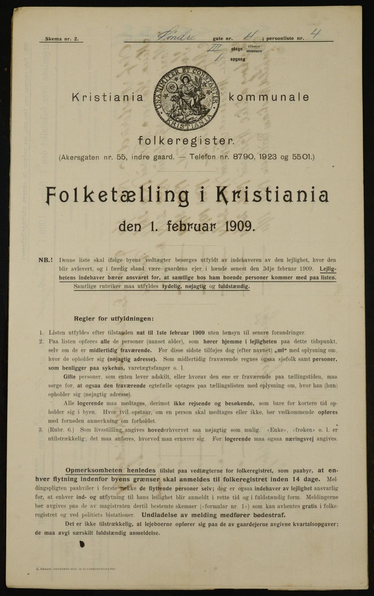 OBA, Municipal Census 1909 for Kristiania, 1909, p. 96336