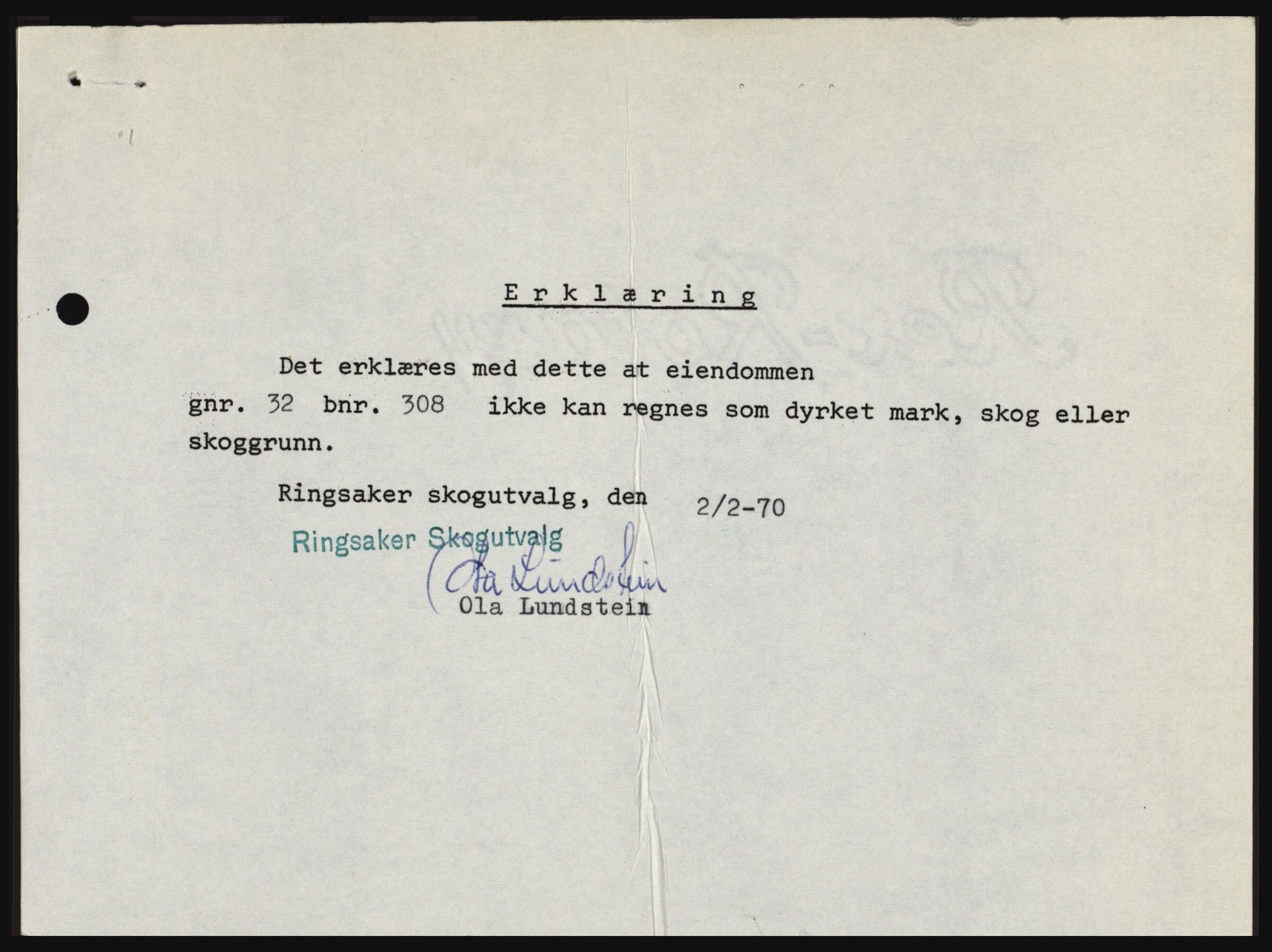 Nord-Hedmark sorenskriveri, SAH/TING-012/H/Hc/L0033: Mortgage book no. 33, 1970-1970, Diary no: : 624/1970