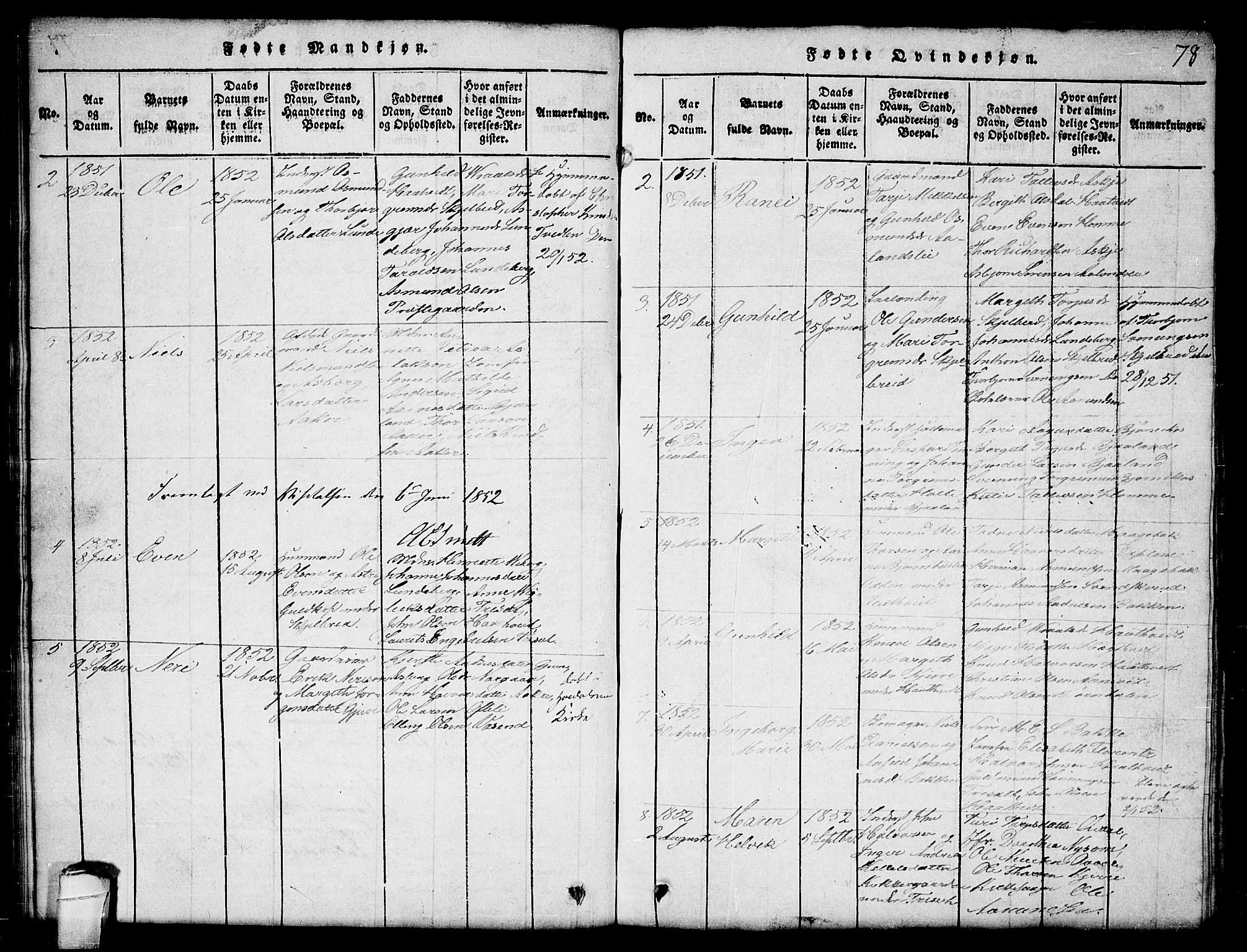Lårdal kirkebøker, SAKO/A-284/G/Ga/L0001: Parish register (copy) no. I 1, 1815-1861, p. 78