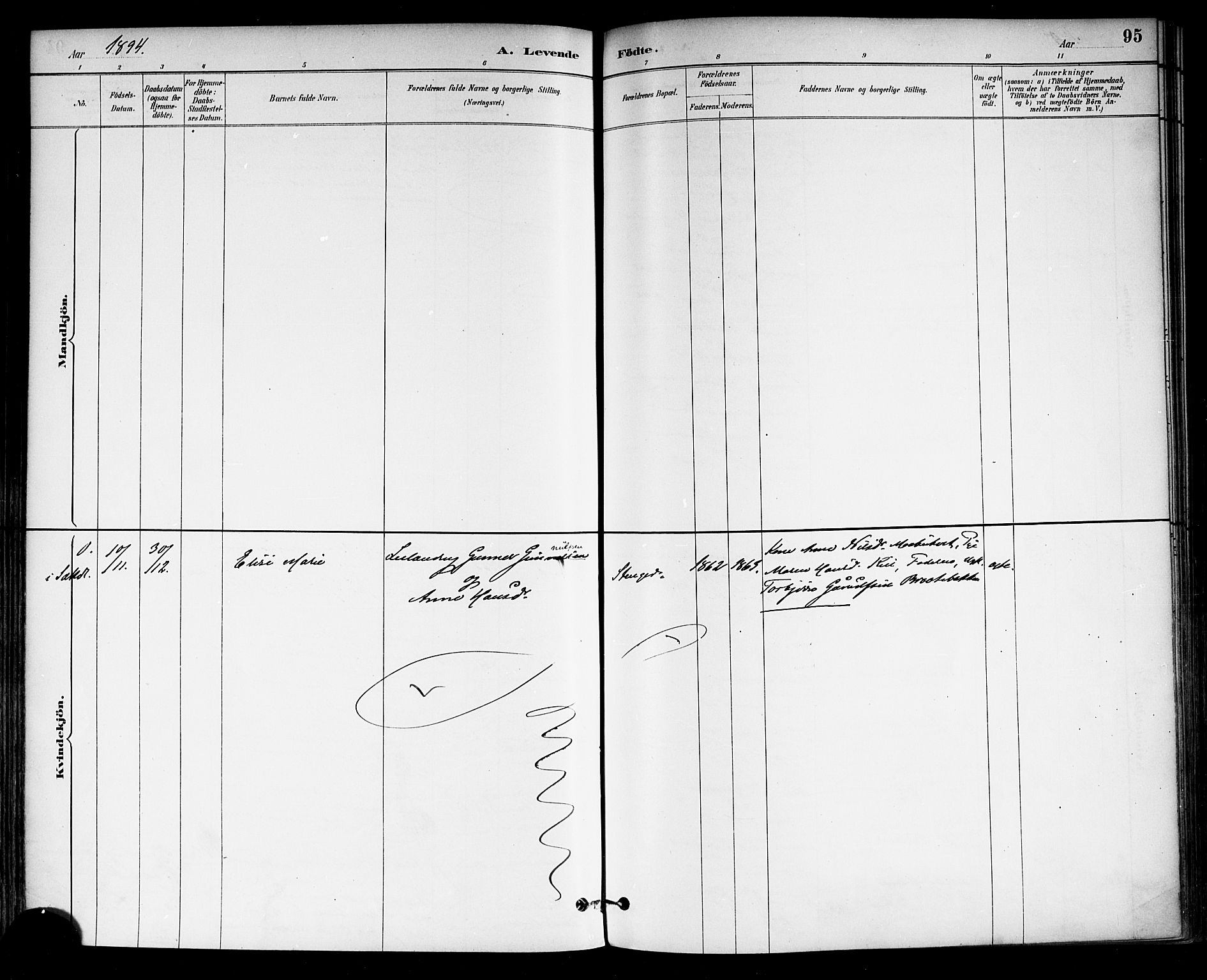 Drangedal kirkebøker, SAKO/A-258/F/Fa/L0010: Parish register (official) no. 10 /1, 1885-1894, p. 95