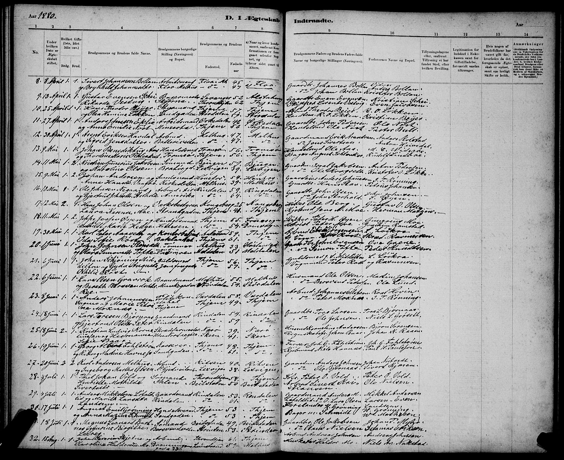 Ministerialprotokoller, klokkerbøker og fødselsregistre - Sør-Trøndelag, AV/SAT-A-1456/602/L0143: Parish register (copy) no. 602C11, 1878-1902