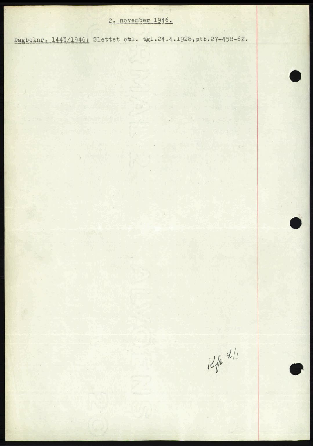Nedenes sorenskriveri, SAK/1221-0006/G/Gb/Gba/L0056: Mortgage book no. A8, 1946-1947, Diary no: : 1443/1946