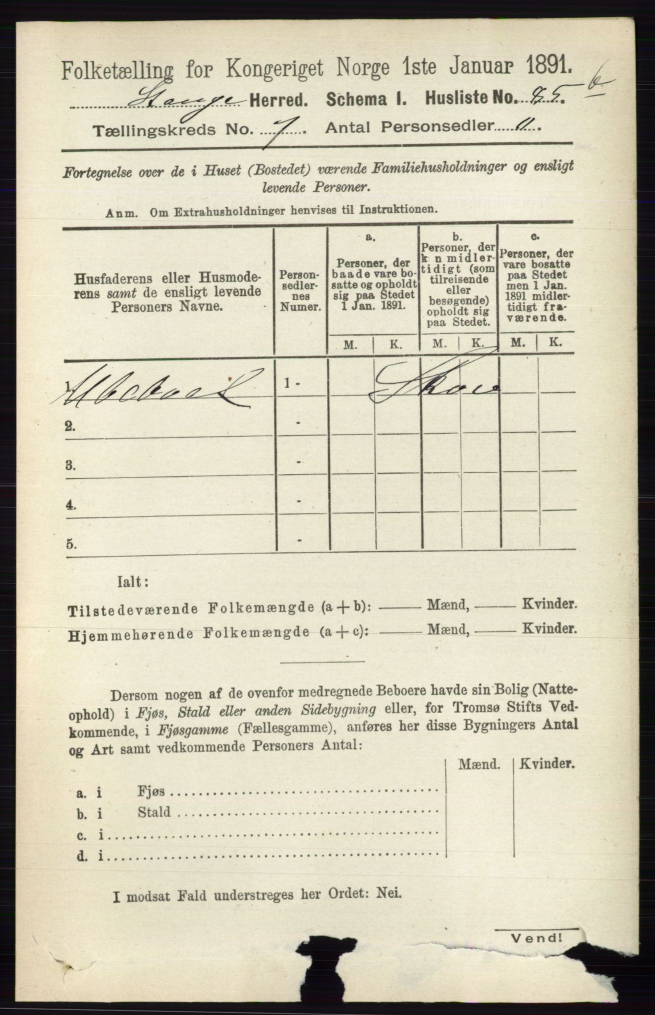 RA, 1891 census for 0417 Stange, 1891, p. 4762