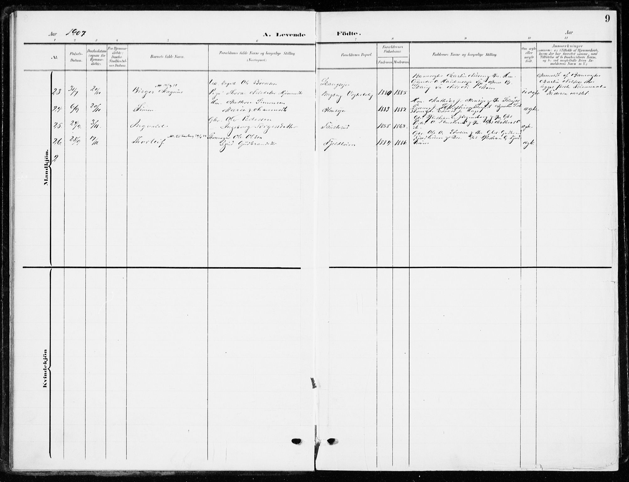 Ringsaker prestekontor, AV/SAH-PREST-014/K/Ka/L0021: Parish register (official) no. 21, 1905-1920, p. 9