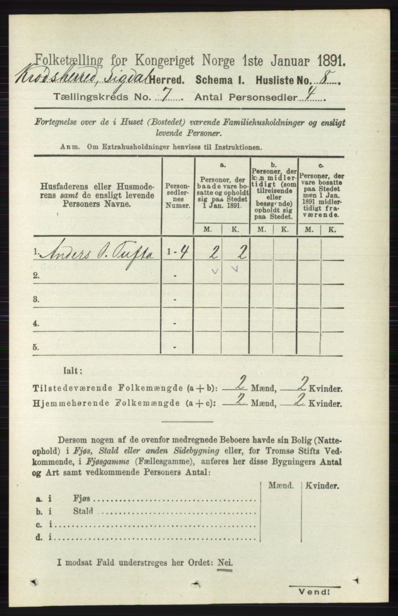 RA, 1891 census for 0621 Sigdal, 1891, p. 6959